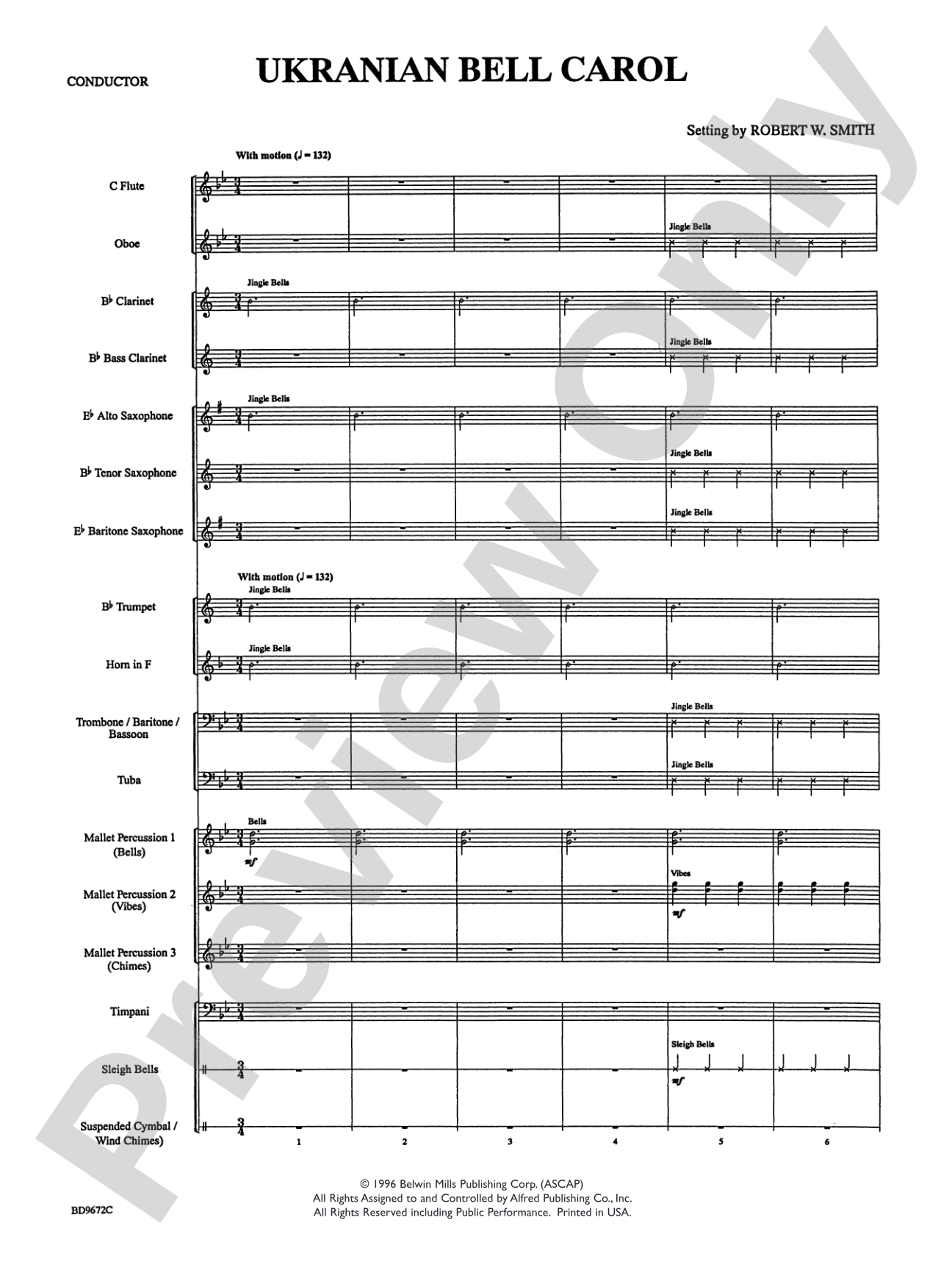 Ukrainian Bell Carol: Concert Band Conductor Score & Parts