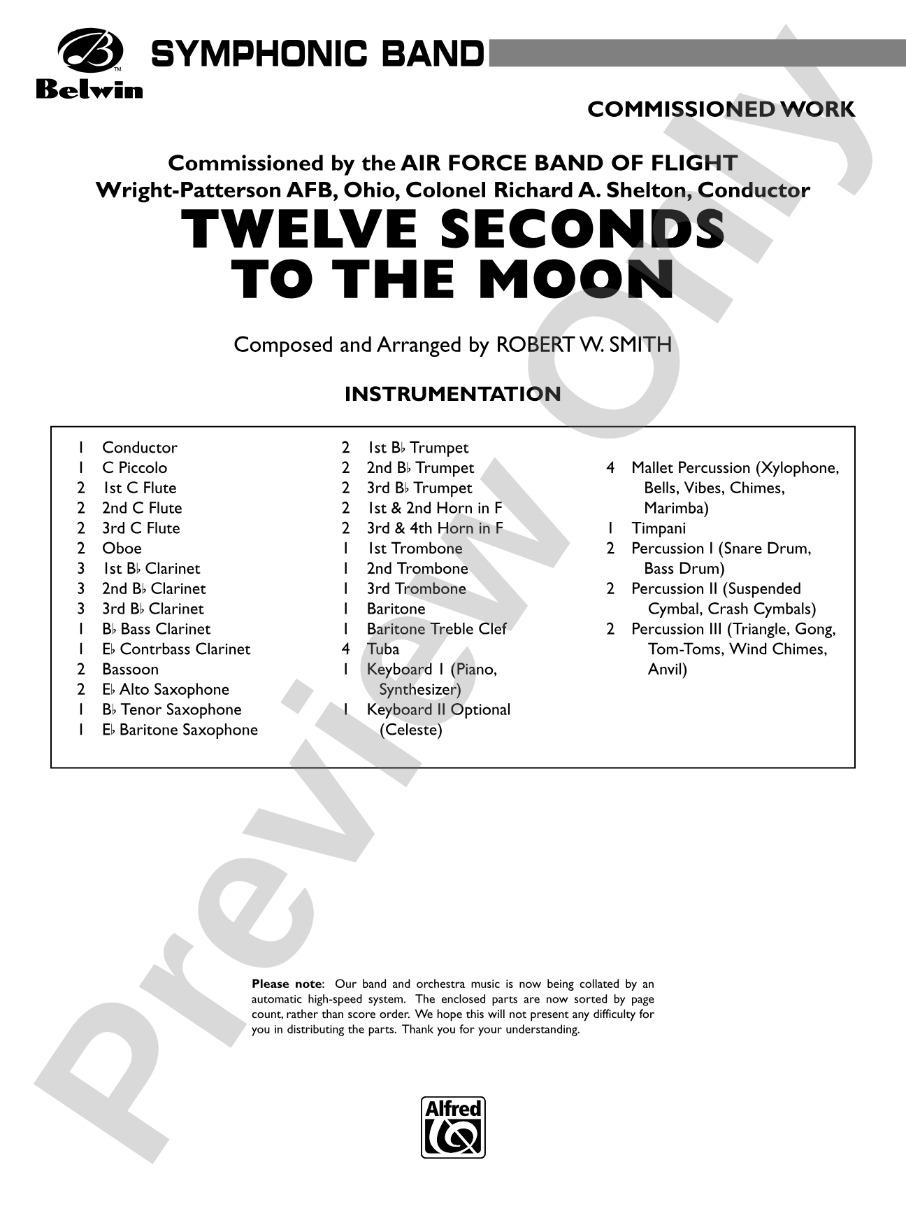 Twelve Seconds to the Moon: Concert Band Conductor Score & Parts