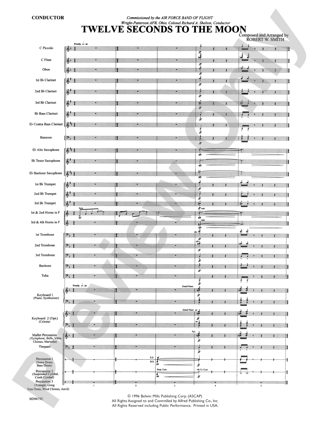 Twelve Seconds to the Moon: Concert Band Conductor Score & Parts