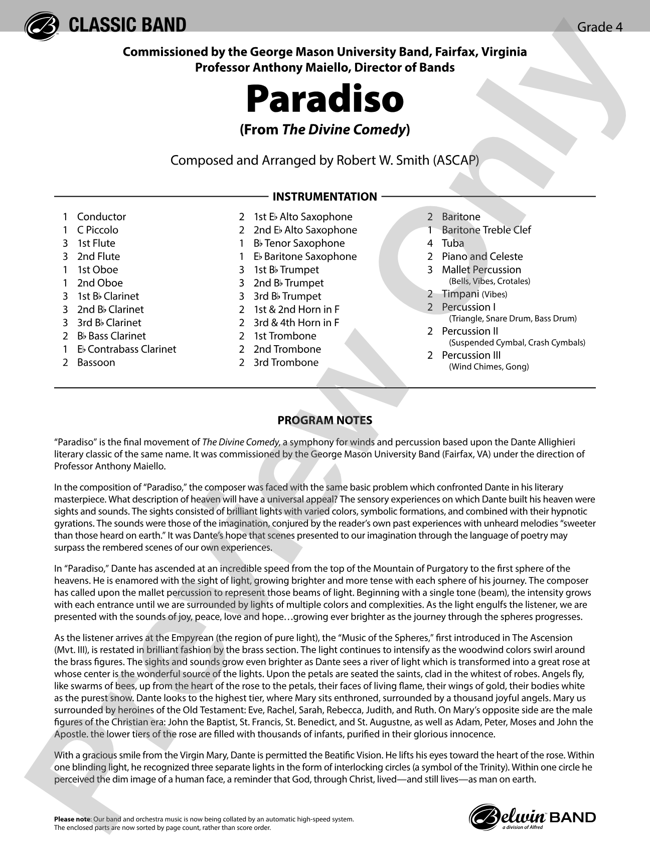 Paradiso: Concert Band Conductor Score & Parts