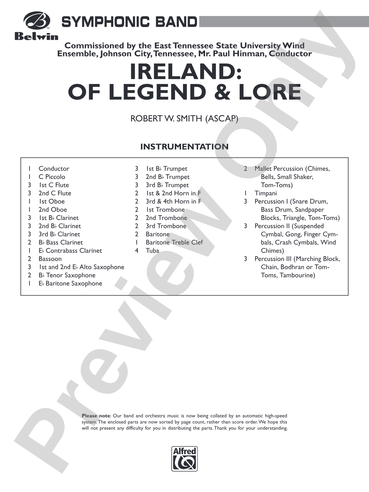 Ireland: Of Legend and Lore: Concert Band Conductor Score & Parts