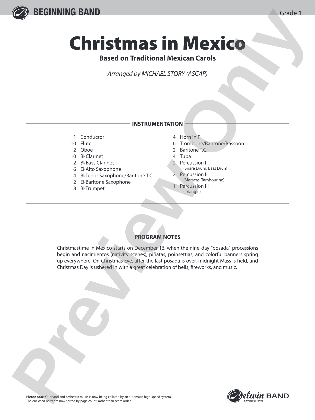 Christmas in Mexico: Concert Band Conductor Score & Parts