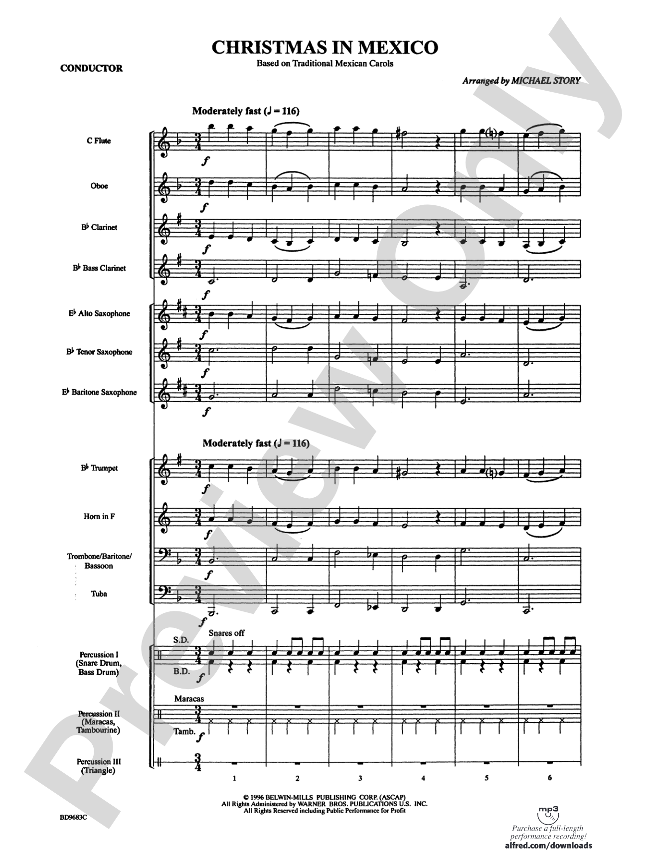 Christmas in Mexico: Concert Band Conductor Score & Parts