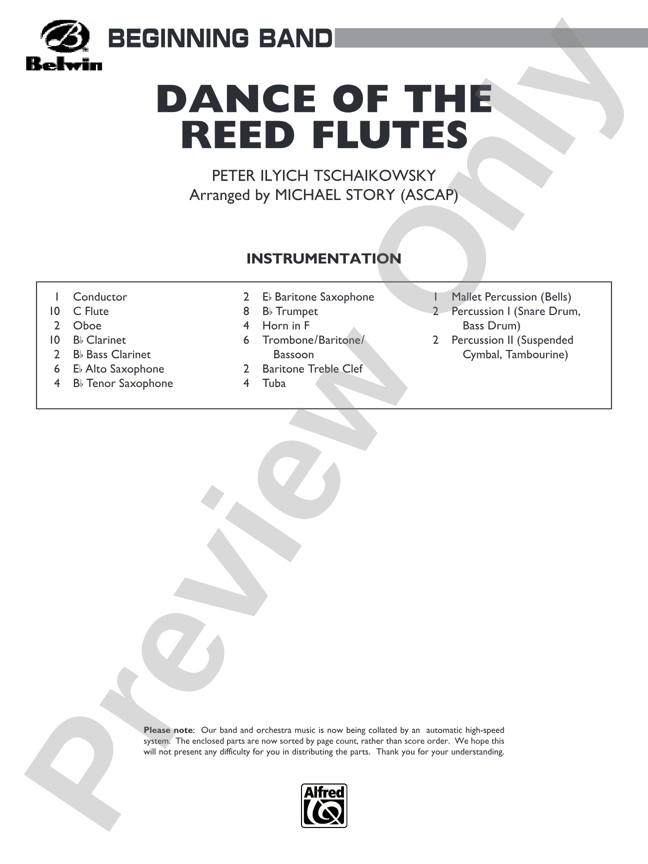 Dance of the Reed Flutes: Concert Band Conductor Score & Parts