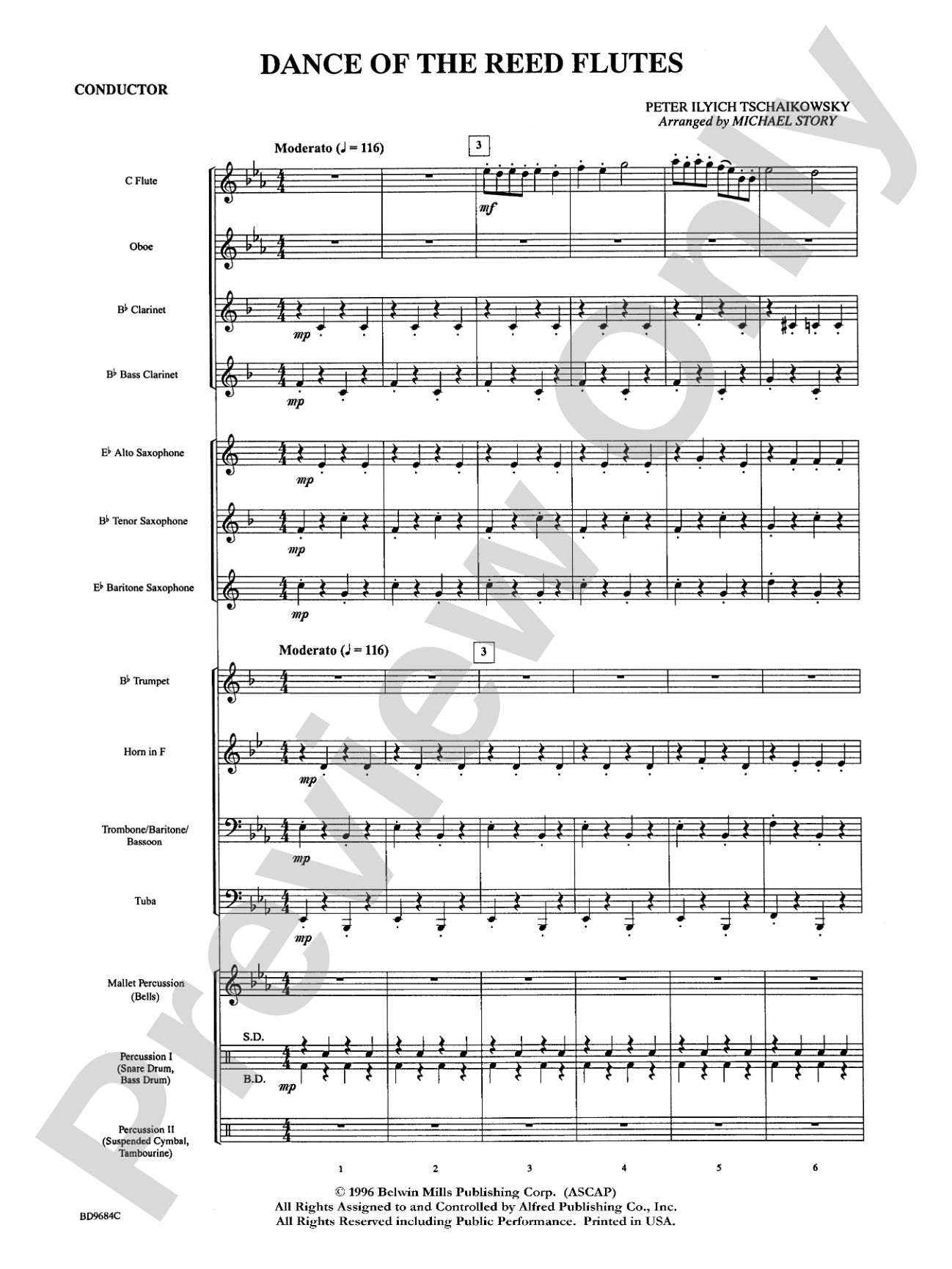 Dance of the Reed Flutes: Concert Band Conductor Score & Parts