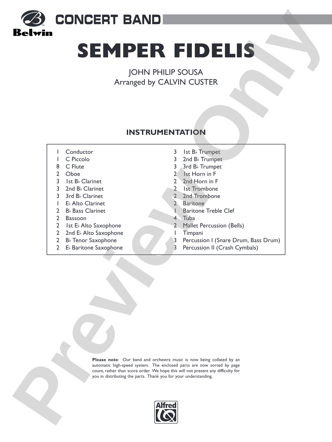 Semper Fidelis: Concert Band Conductor Score & Parts