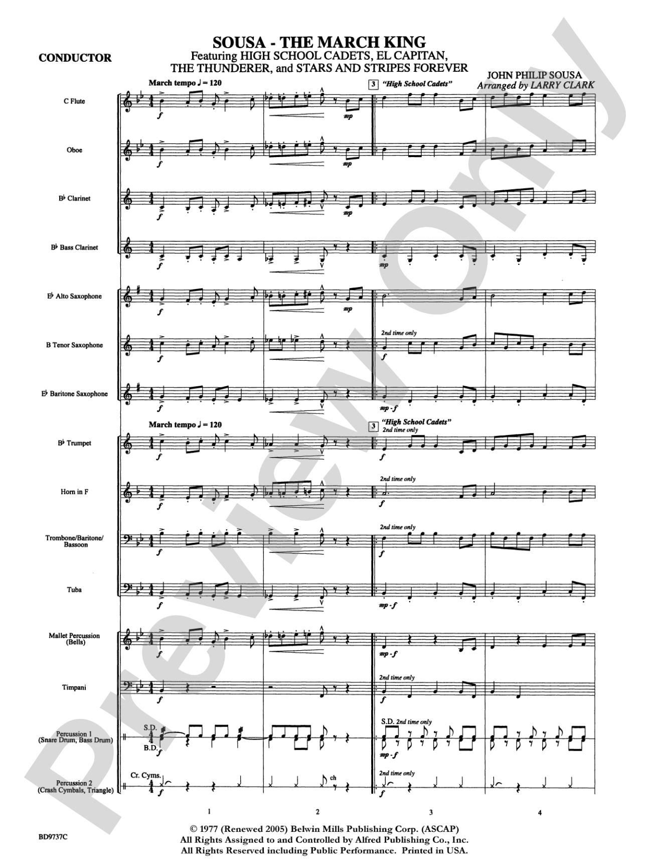 Sousa - The March King: Concert Band Conductor Score & Parts