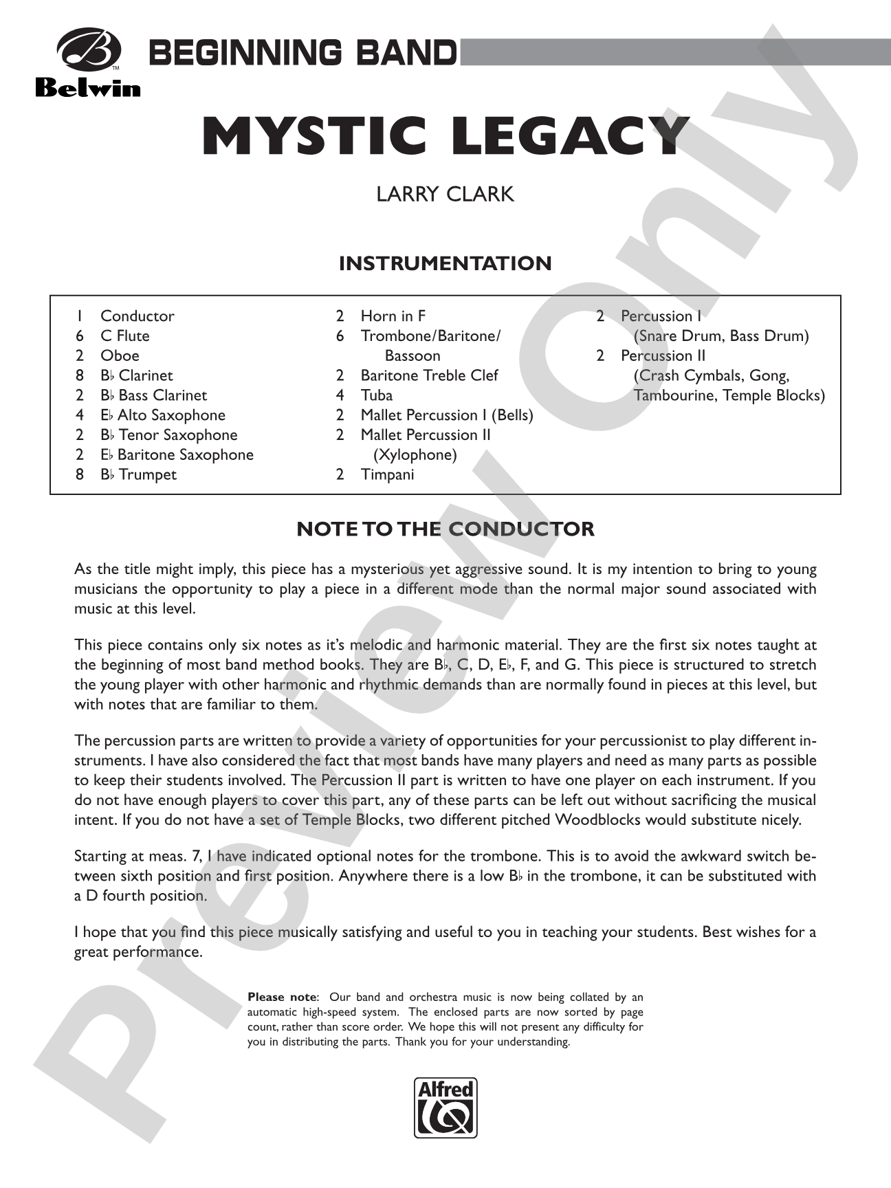 Mystic Legacy: Concert Band Conductor Score & Parts
