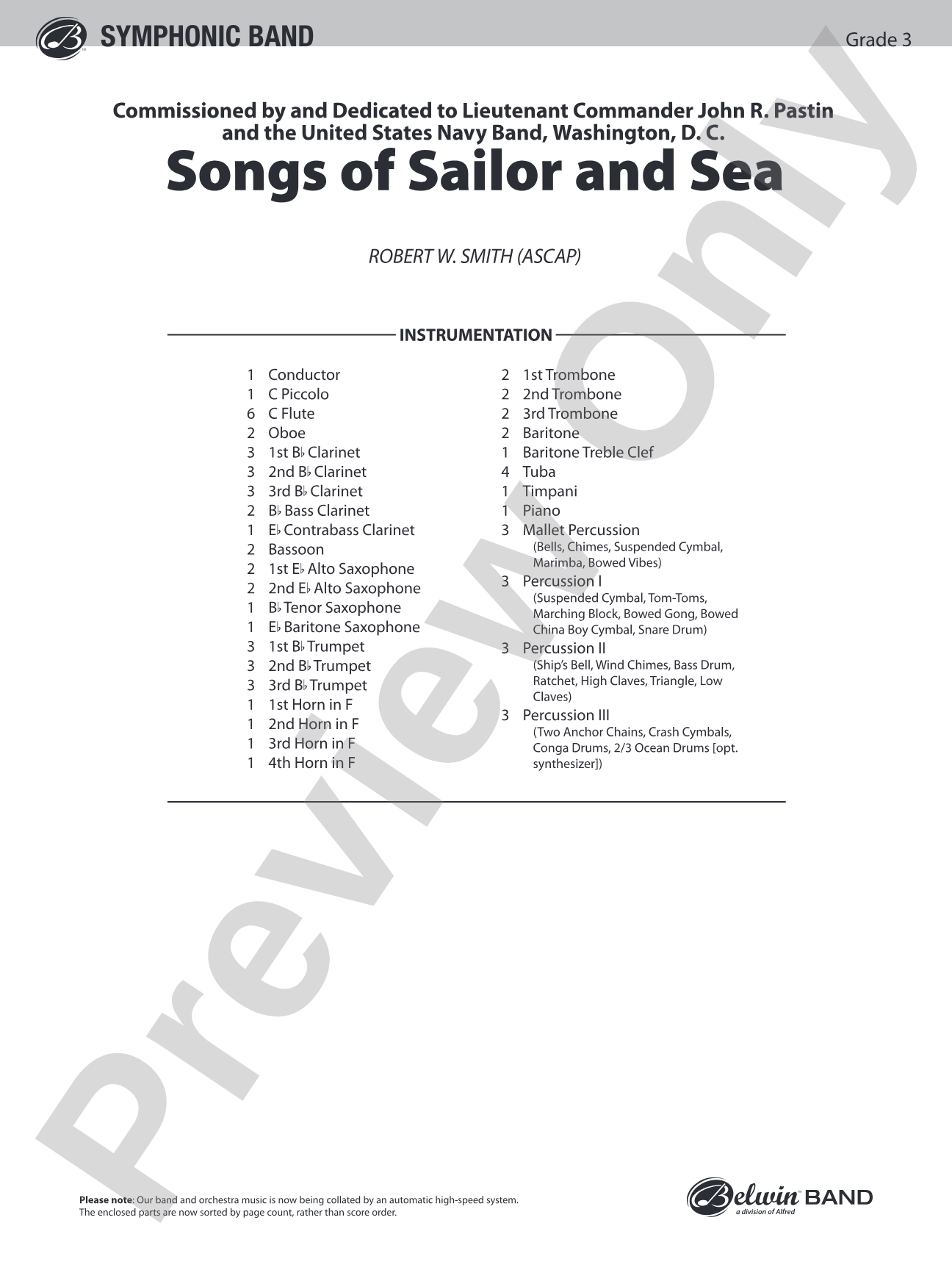 Songs of Sailor and Sea: Concert Band Conductor Score & Parts