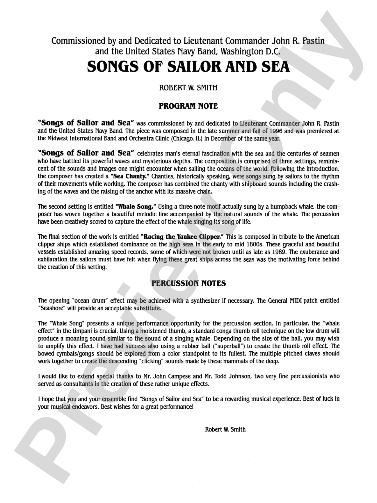 Songs of Sailor and Sea: Concert Band Conductor Score & Parts