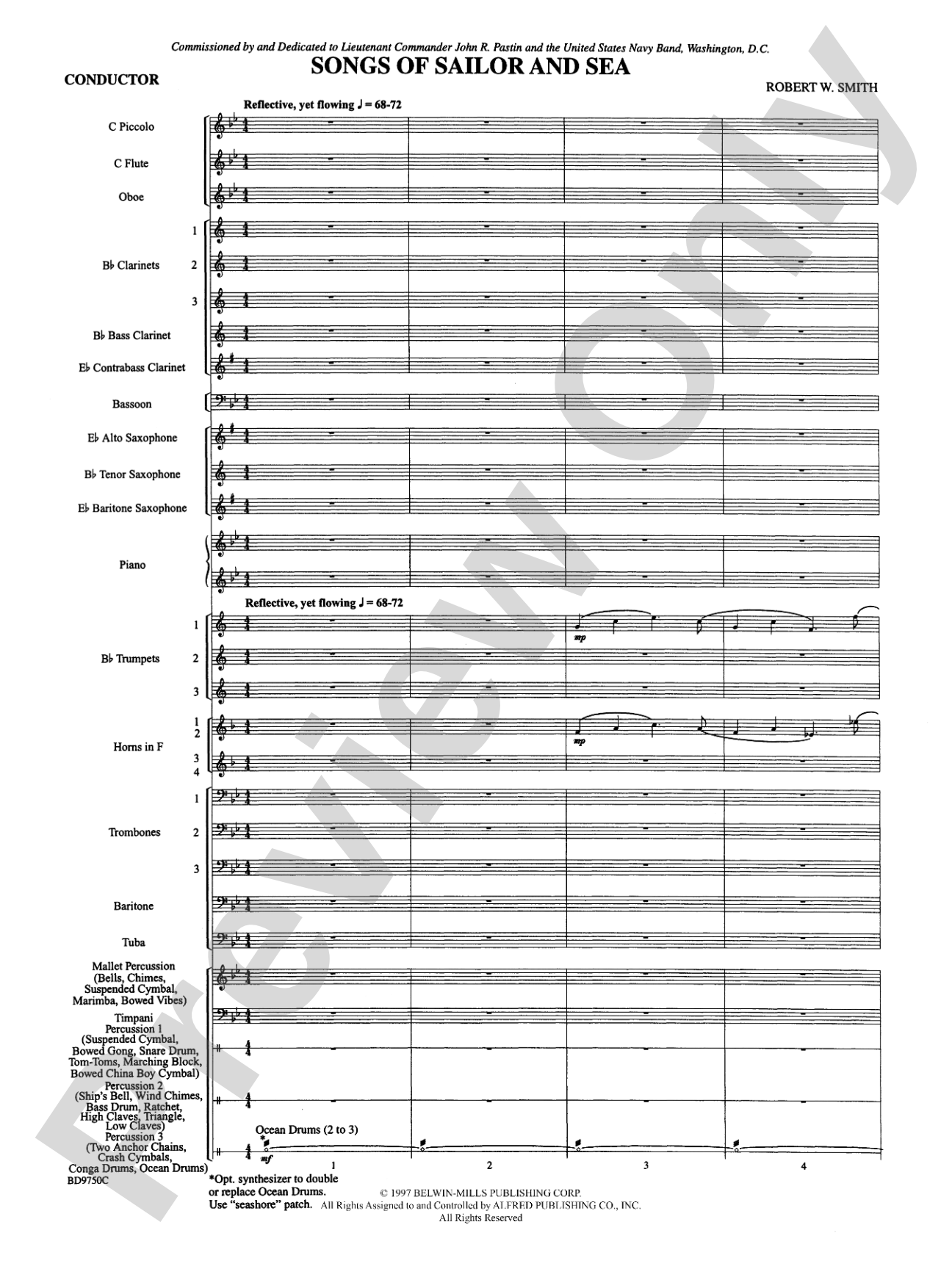 Songs of Sailor and Sea: Concert Band Conductor Score & Parts