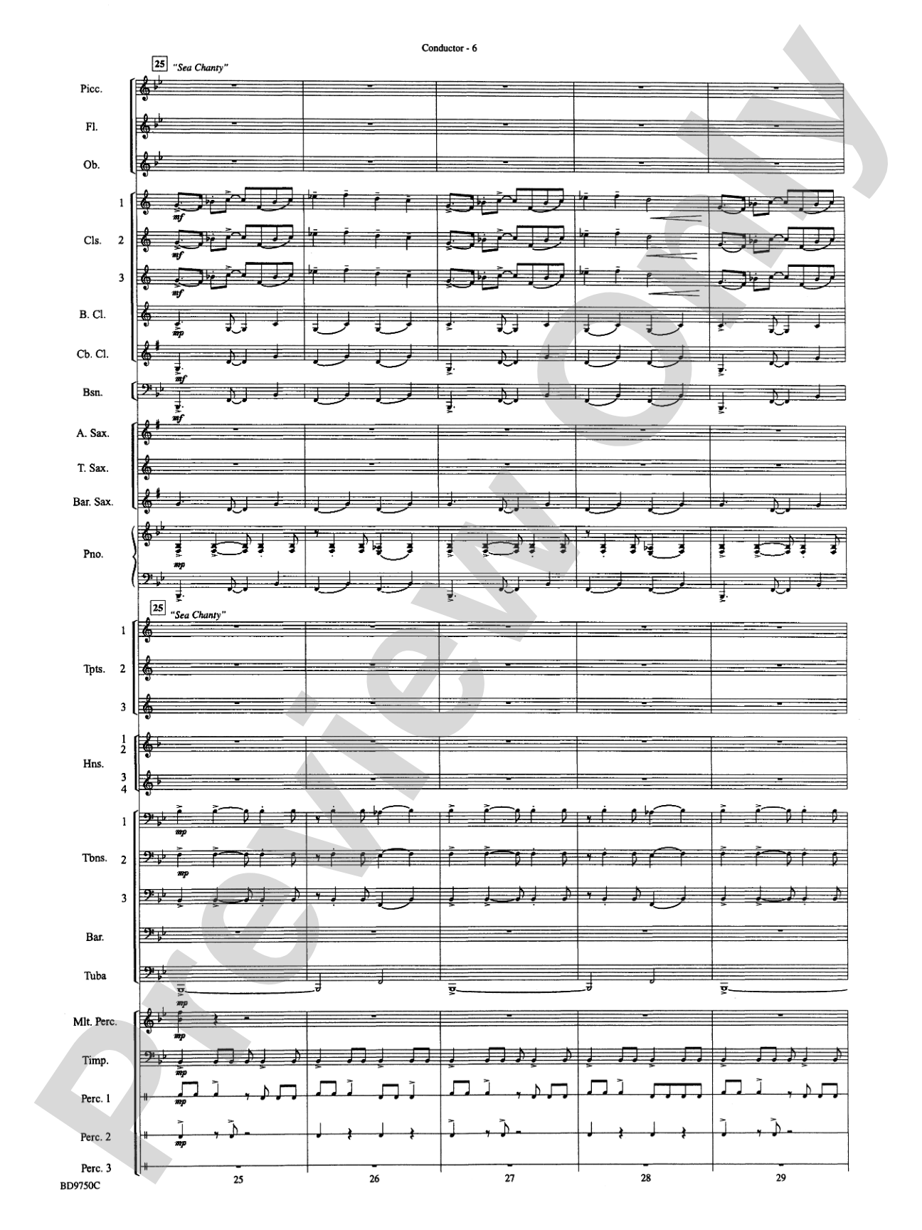 Songs of Sailor and Sea: Concert Band Conductor Score & Parts