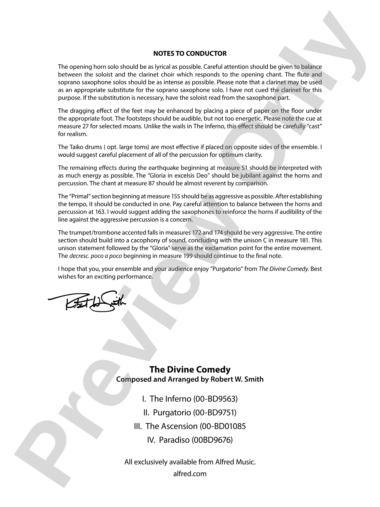 Purgatorio (from The Divine Comedy): Concert Band Conductor Score & Parts