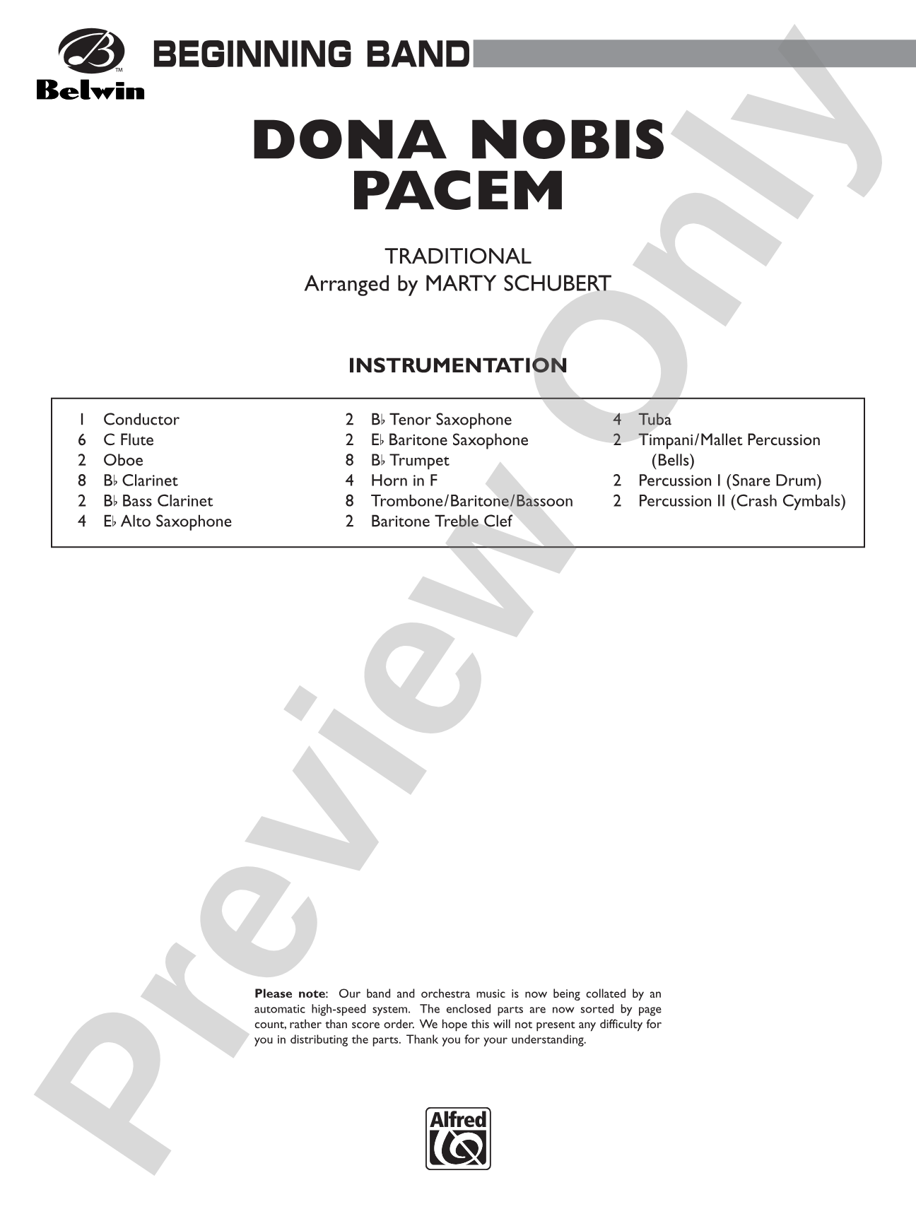 Dona Nobis Pacem: Concert Band Conductor Score & Parts