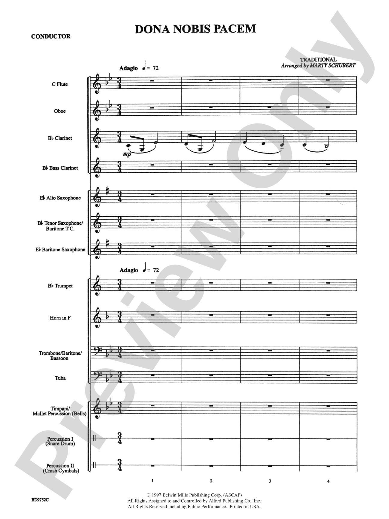 Dona Nobis Pacem: Concert Band Conductor Score & Parts