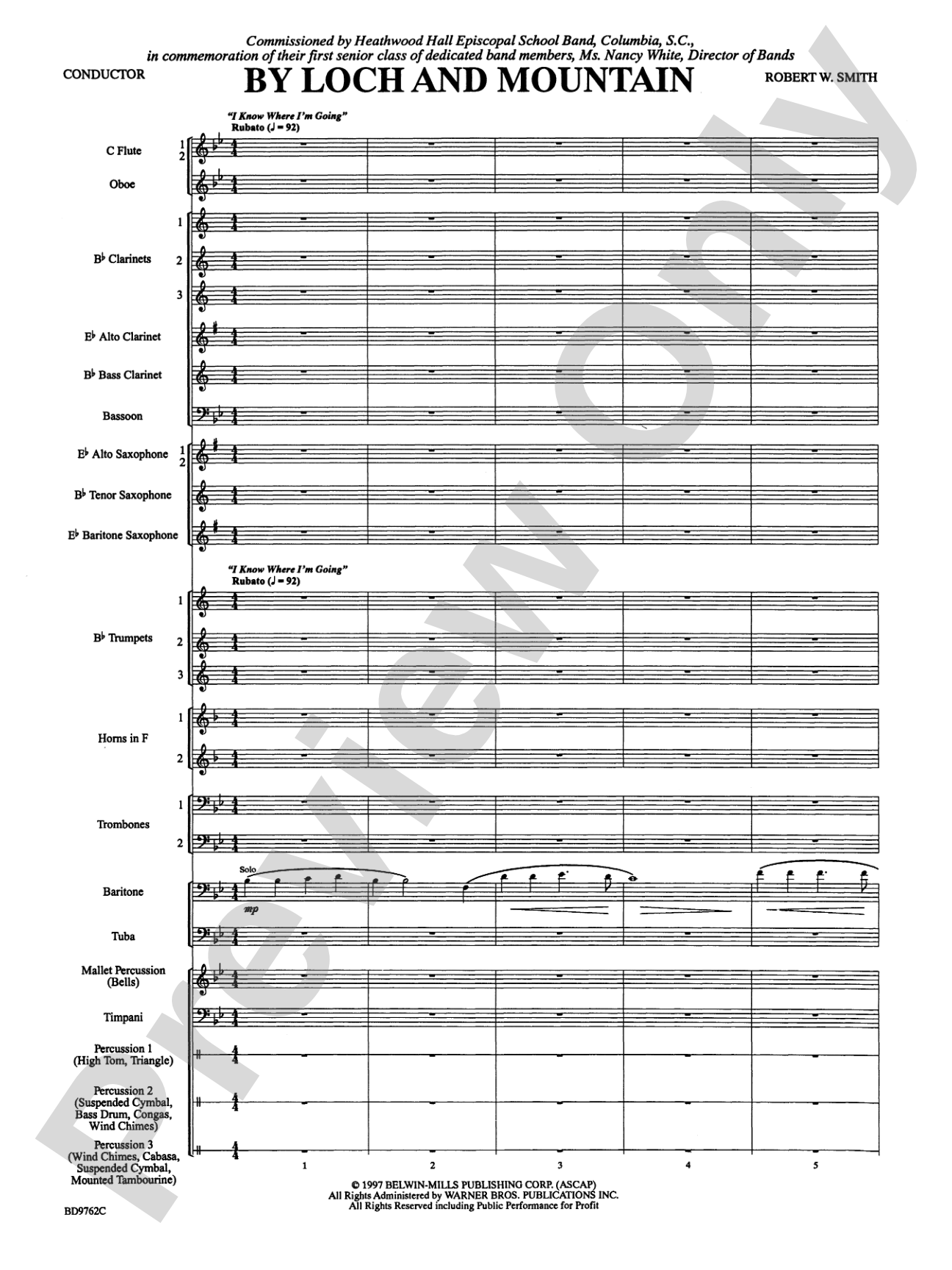 By Loch and Mountain: Concert Band Conductor Score & Parts