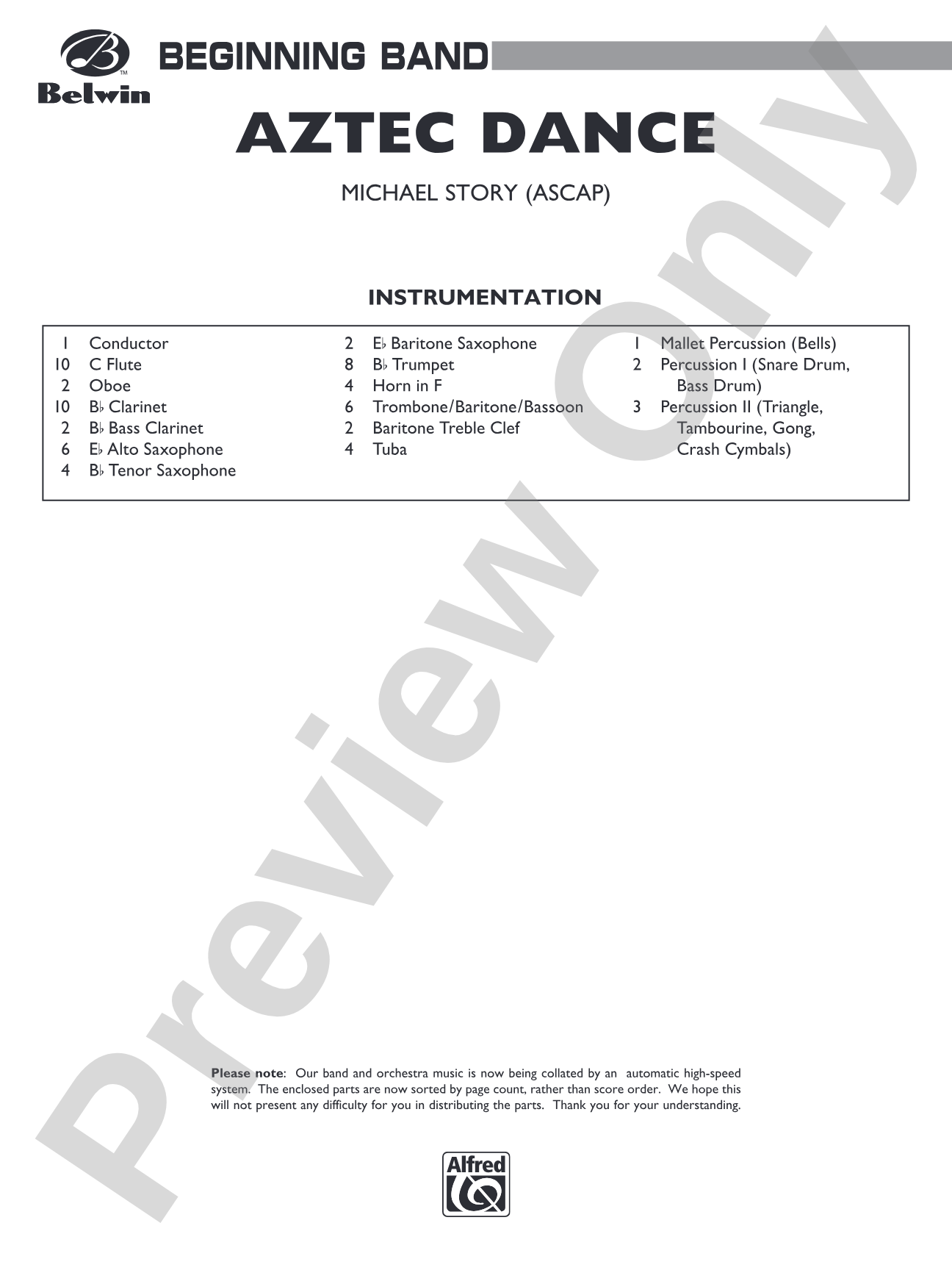 Aztec Dance: Concert Band Conductor Score & Parts
