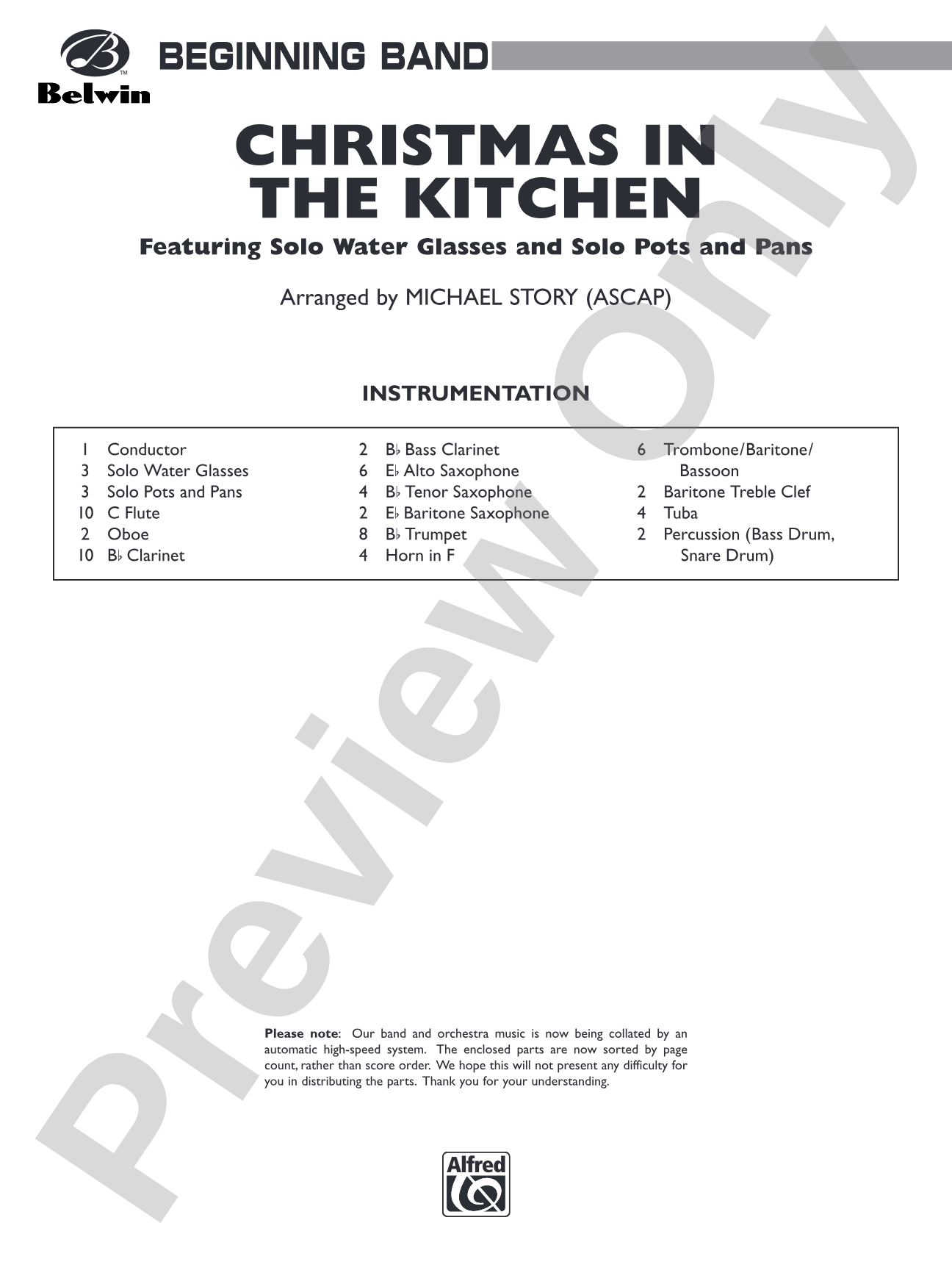 Christmas in the Kitchen: Concert Band Conductor Score & Parts