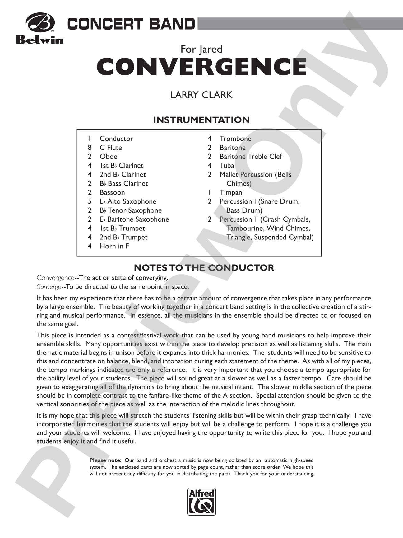 Convergence: Concert Band Conductor Score & Parts