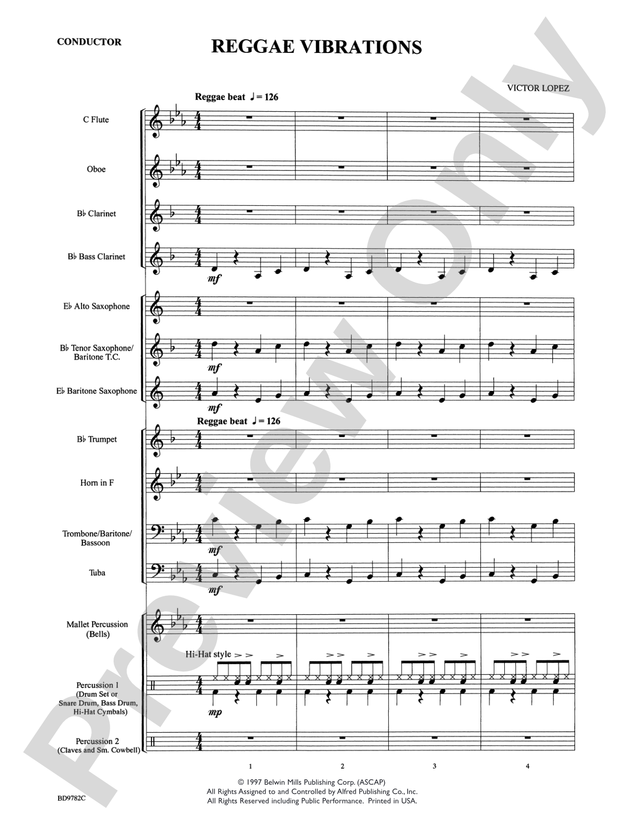 Reggae Vibrations: Concert Band Conductor Score & Parts