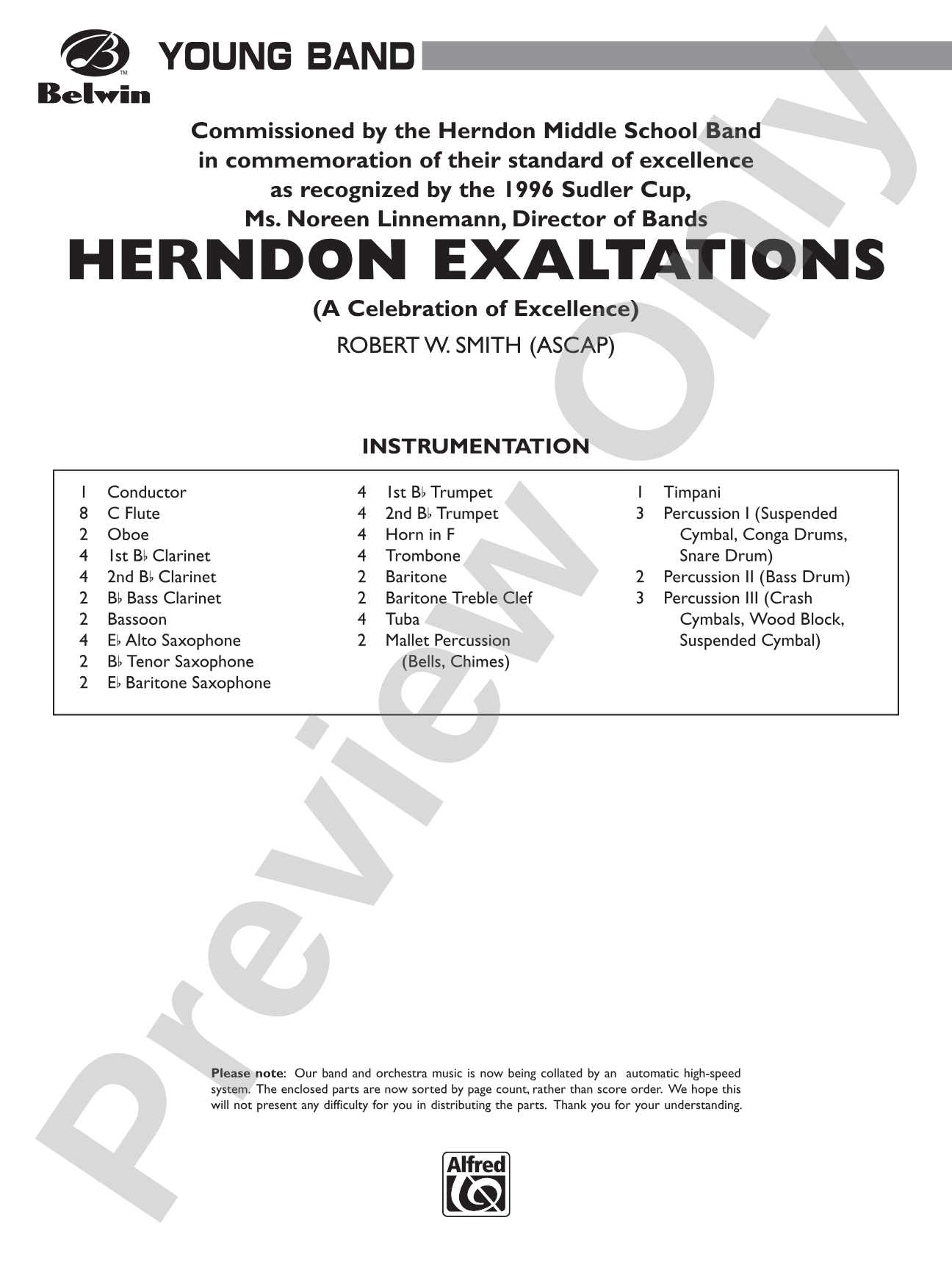 Herndon Exaltations (A Celebration of Excellence): Concert Band Conductor Score & Parts