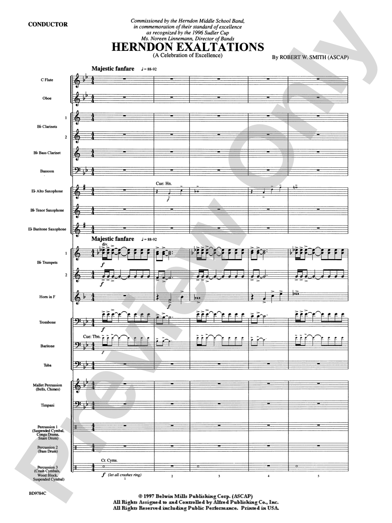 Herndon Exaltations (A Celebration of Excellence): Concert Band Conductor Score & Parts