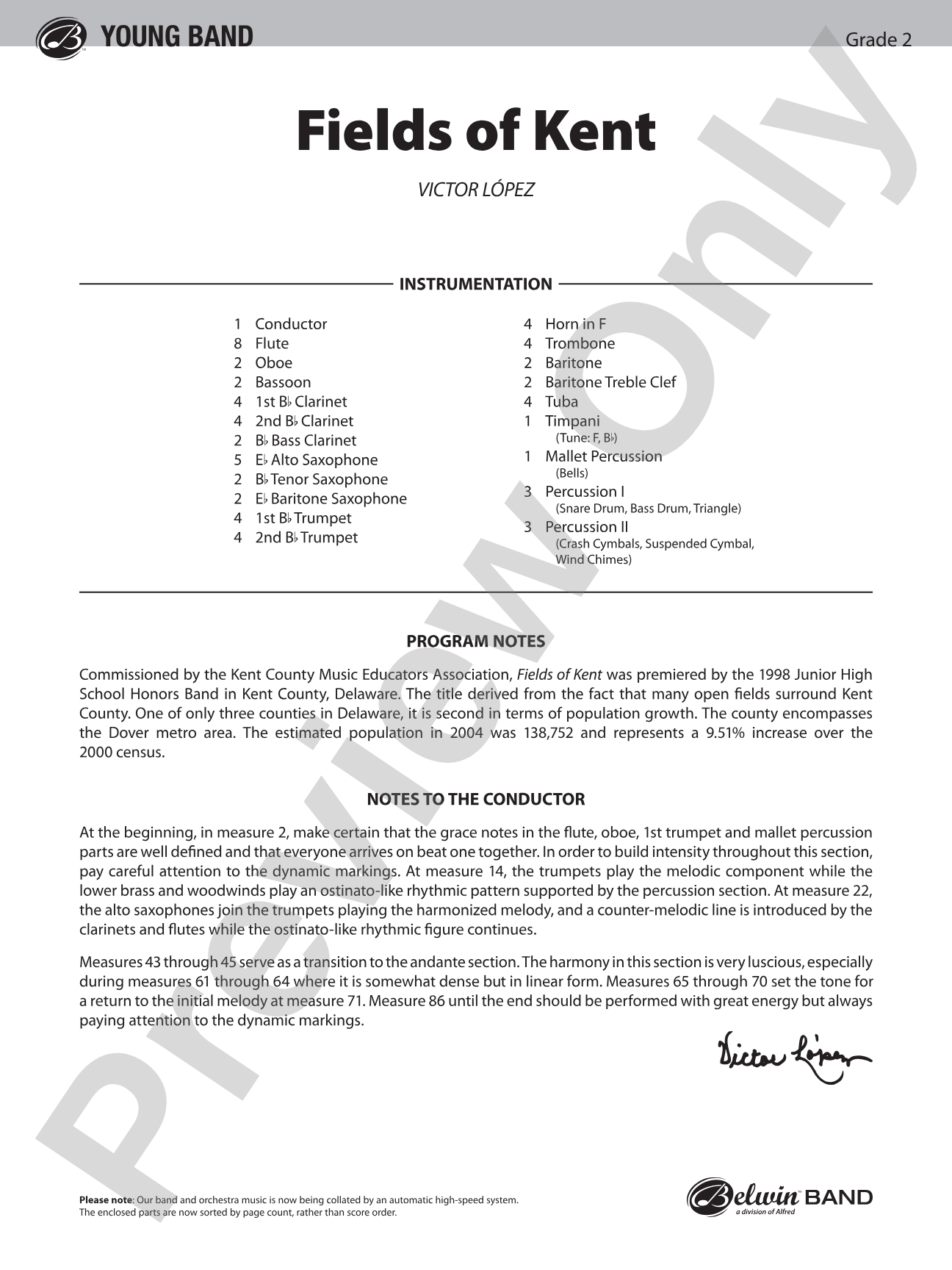 Fields of Kent: Concert Band Conductor Score & Parts