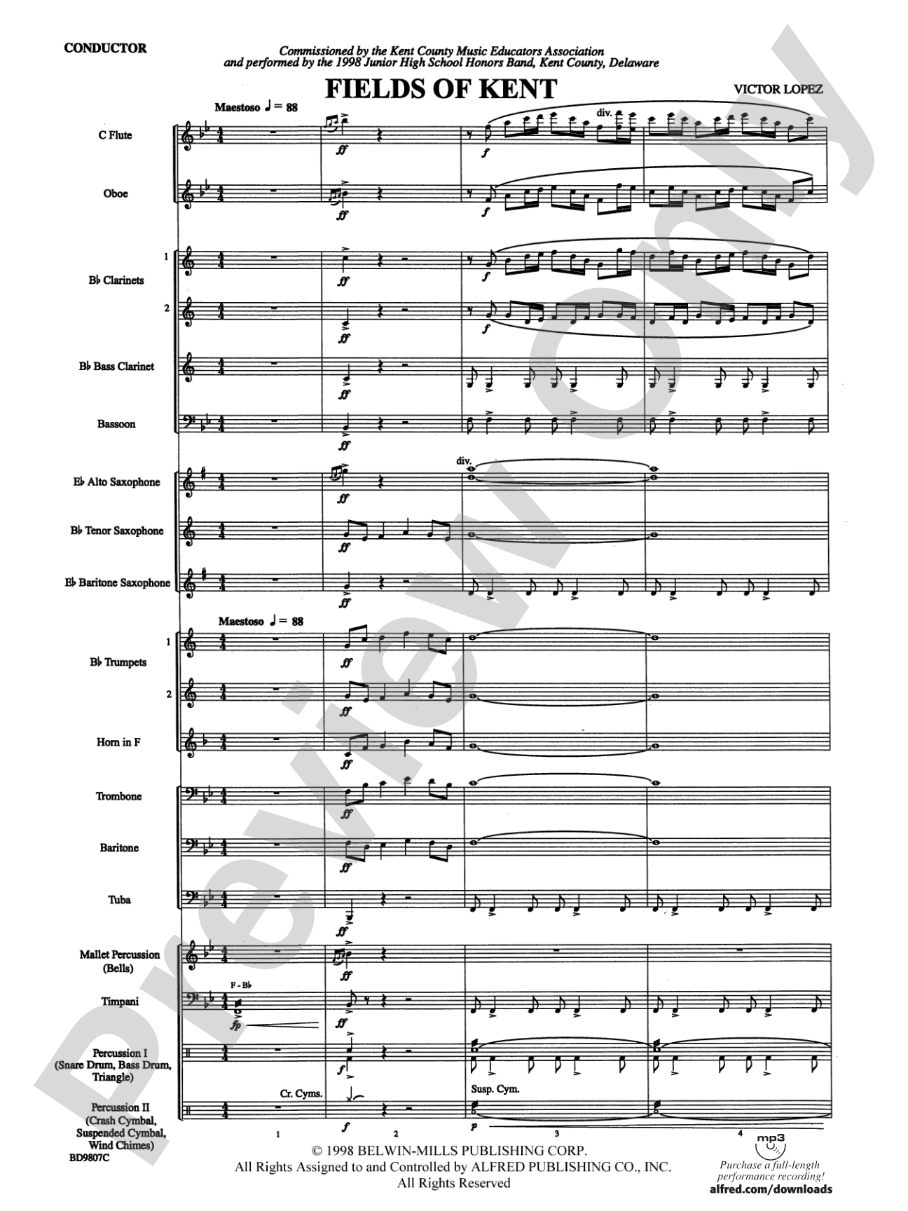 Fields of Kent: Concert Band Conductor Score & Parts