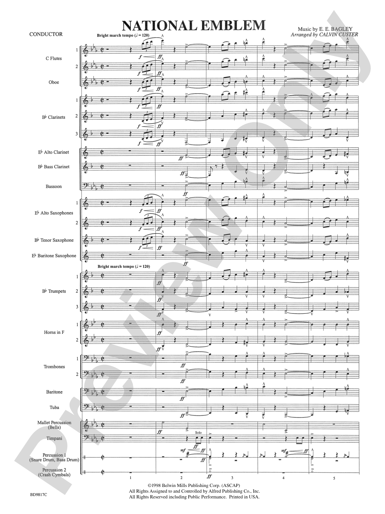 National Emblem: Concert Band Conductor Score & Parts
