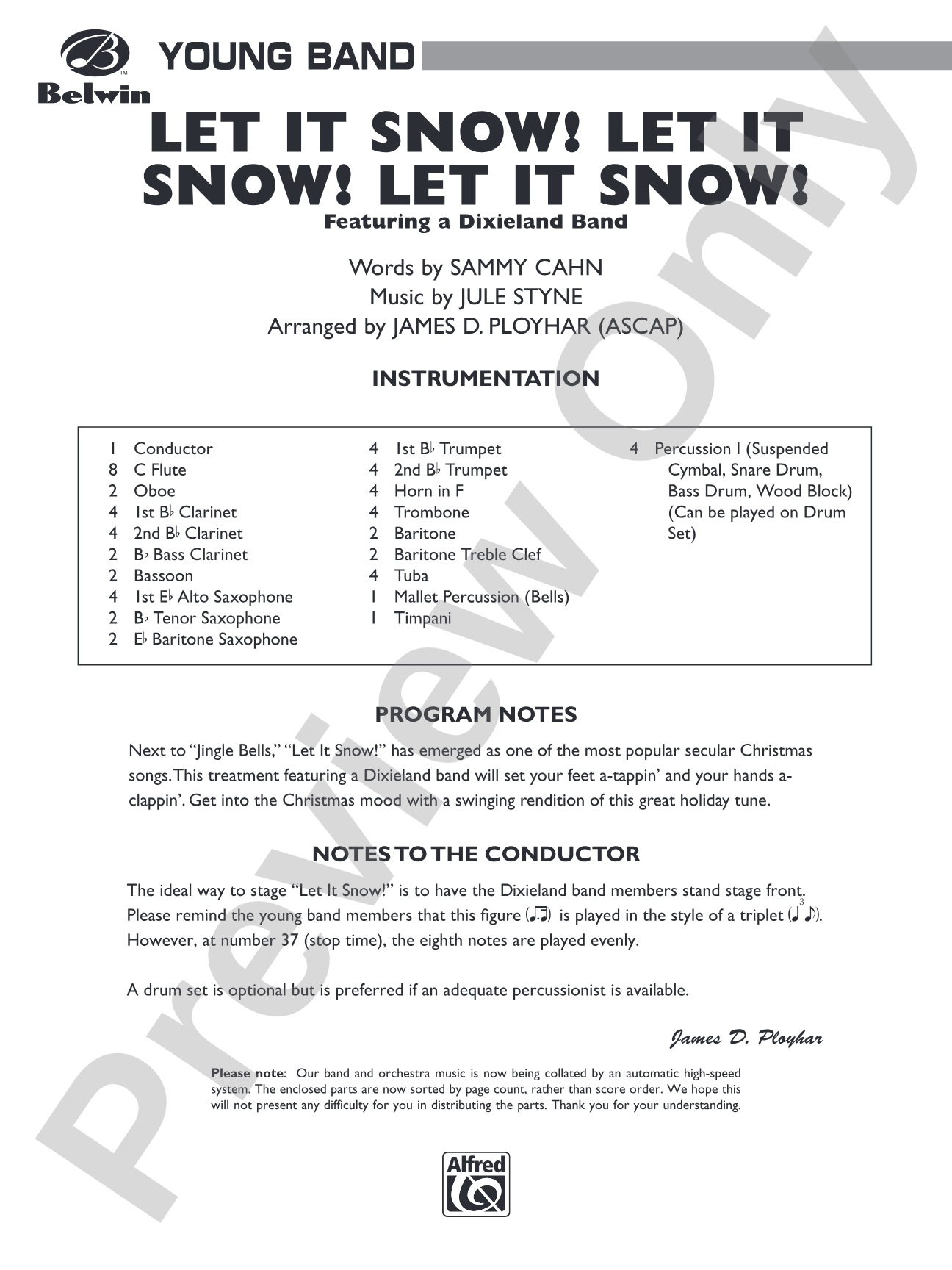 Let It Snow! Let It Snow! Let It Snow!: Concert Band Conductor Score & Parts