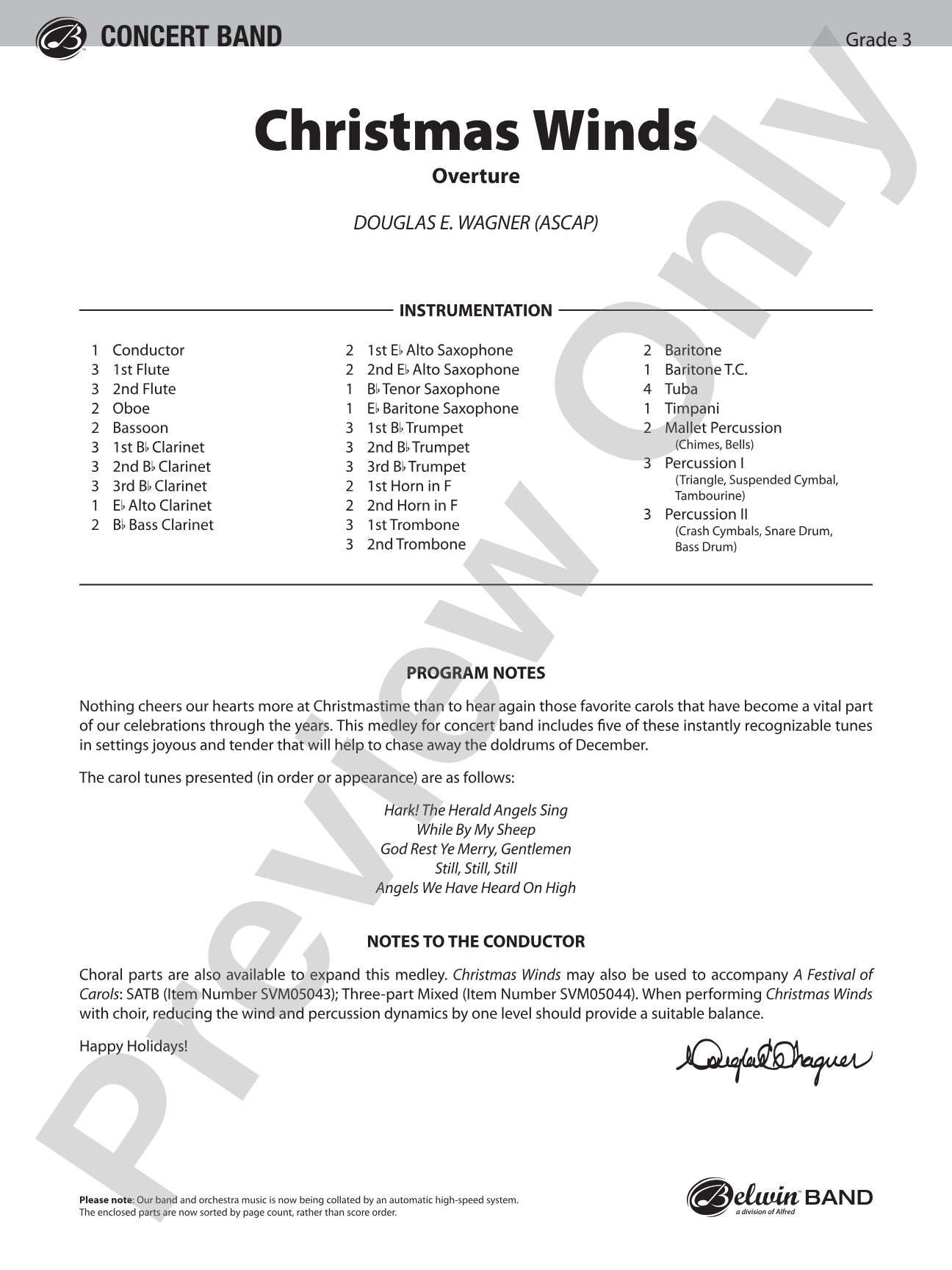 Christmas Winds (Overture): Concert Band Conductor Score & Parts