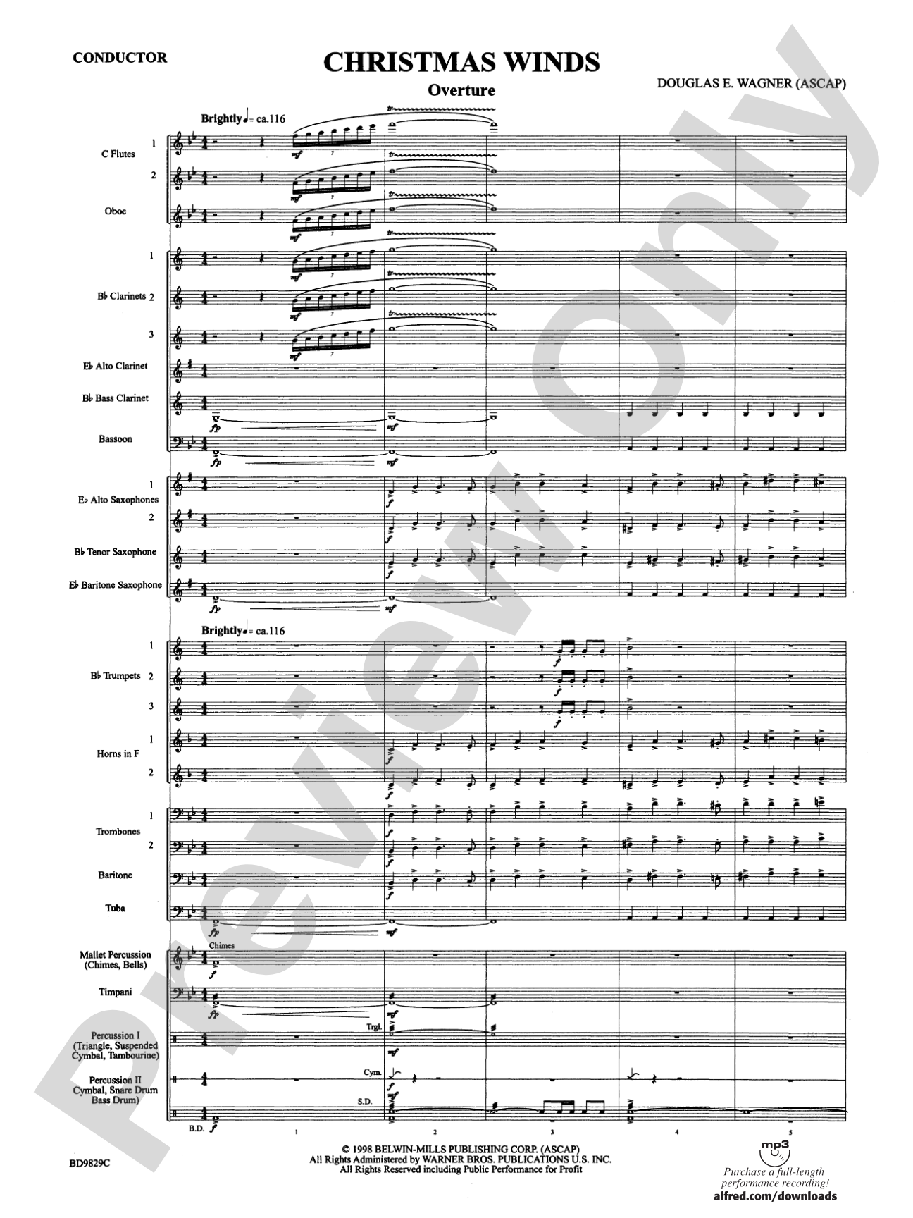 Christmas Winds (Overture): Concert Band Conductor Score & Parts