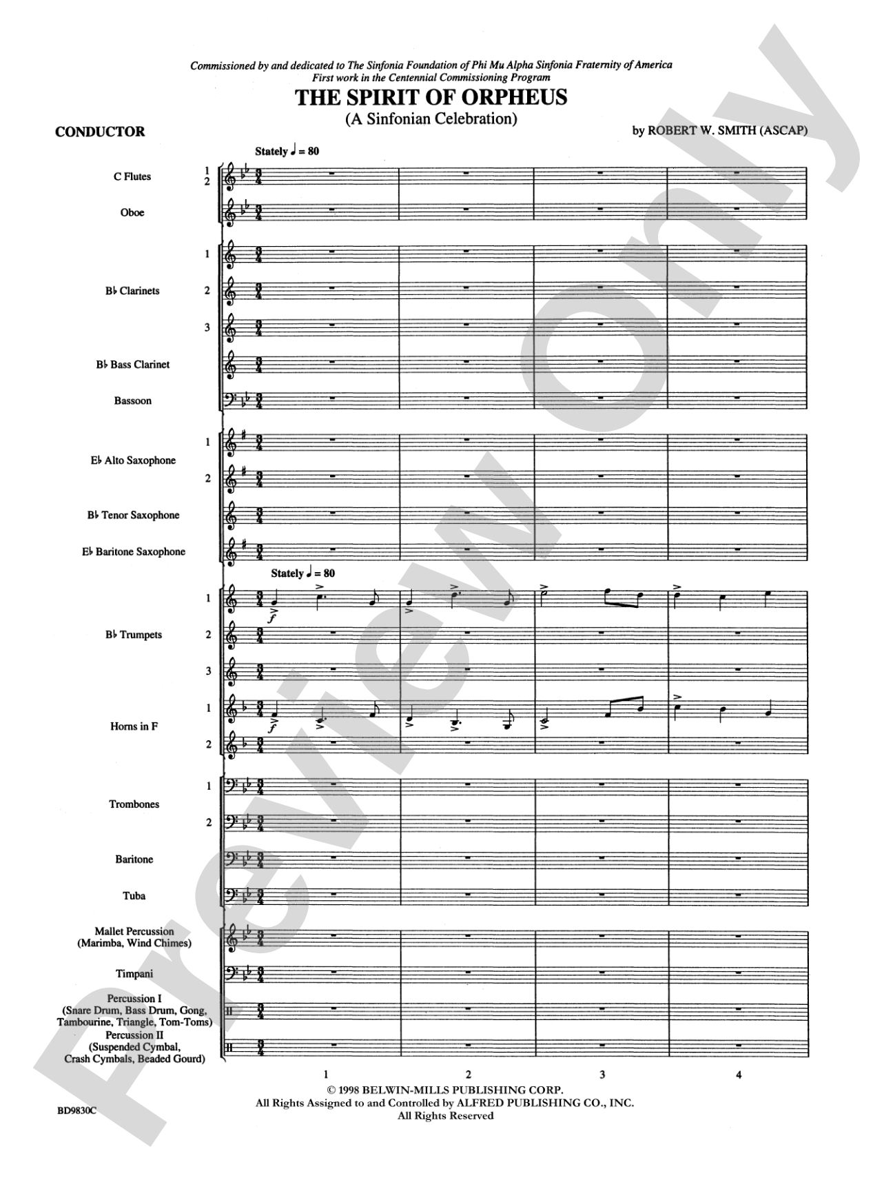 The Spirit of Orpheus (A Sinfonian Celebration): Concert Band Conductor Score & Parts