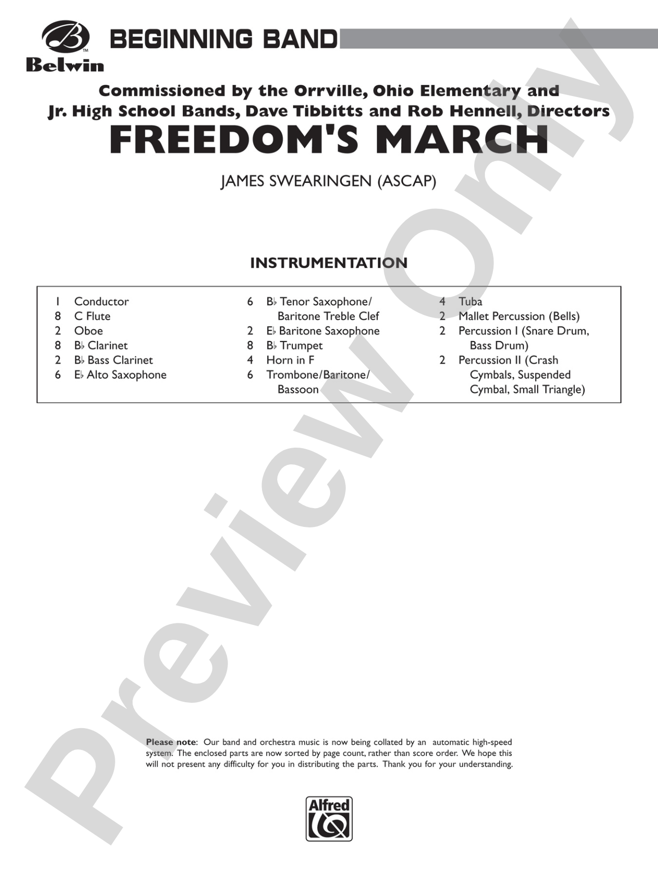 Freedom's March: Concert Band Conductor Score & Parts