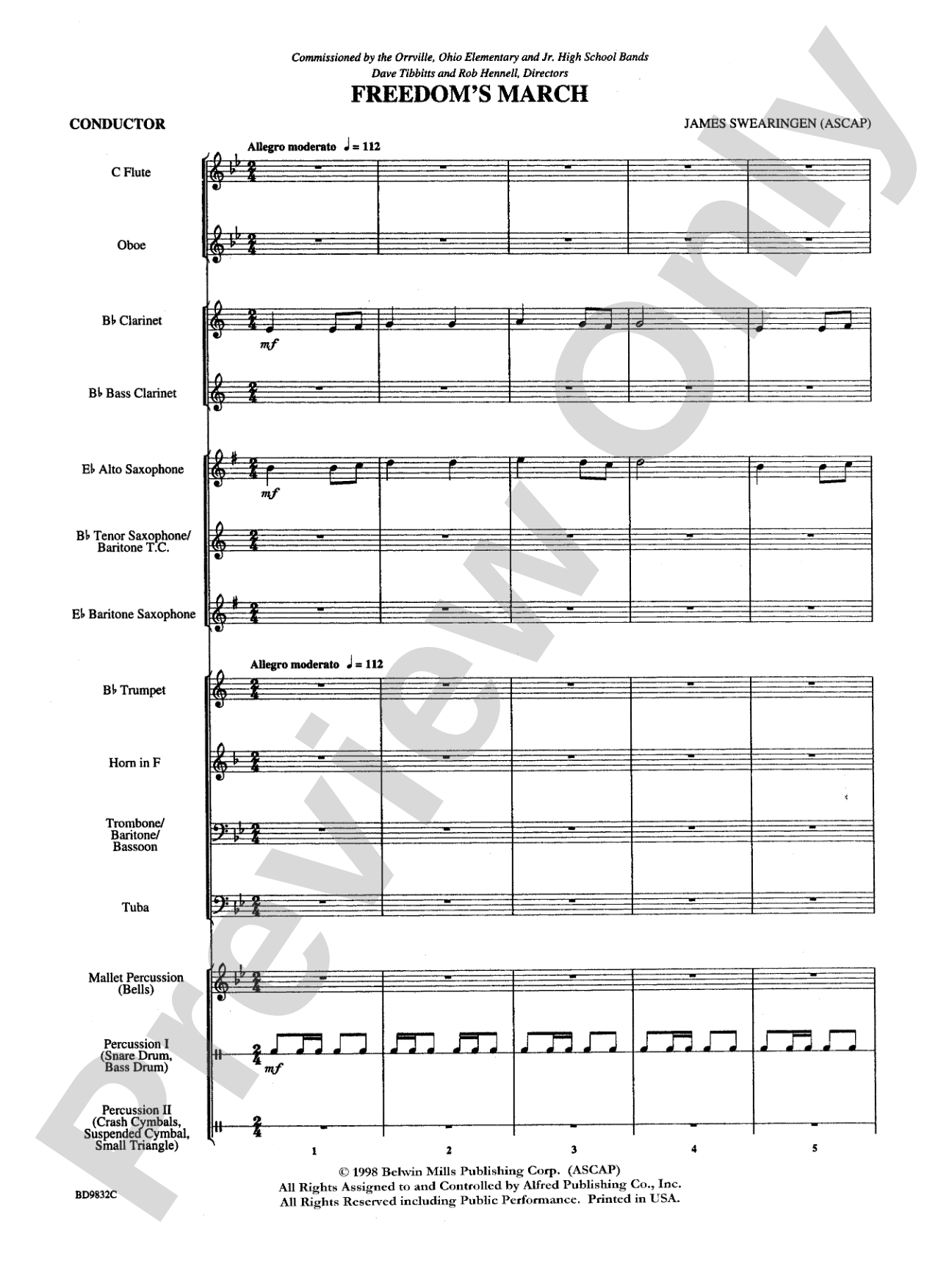 Freedom's March: Concert Band Conductor Score & Parts