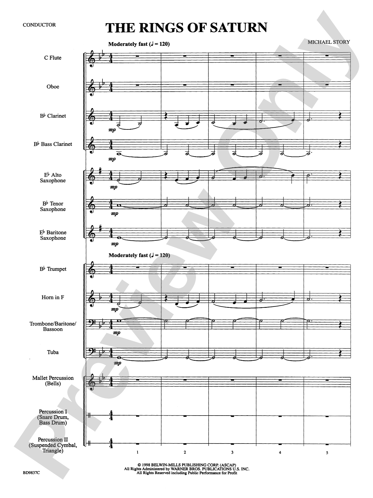 The Rings of Saturn: Concert Band Conductor Score & Parts