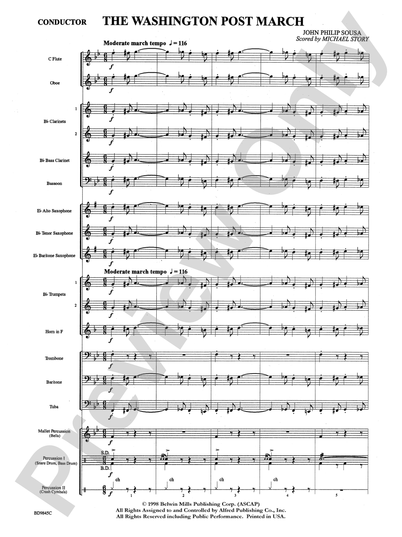 Washington Post: Concert Band Conductor Score & Parts