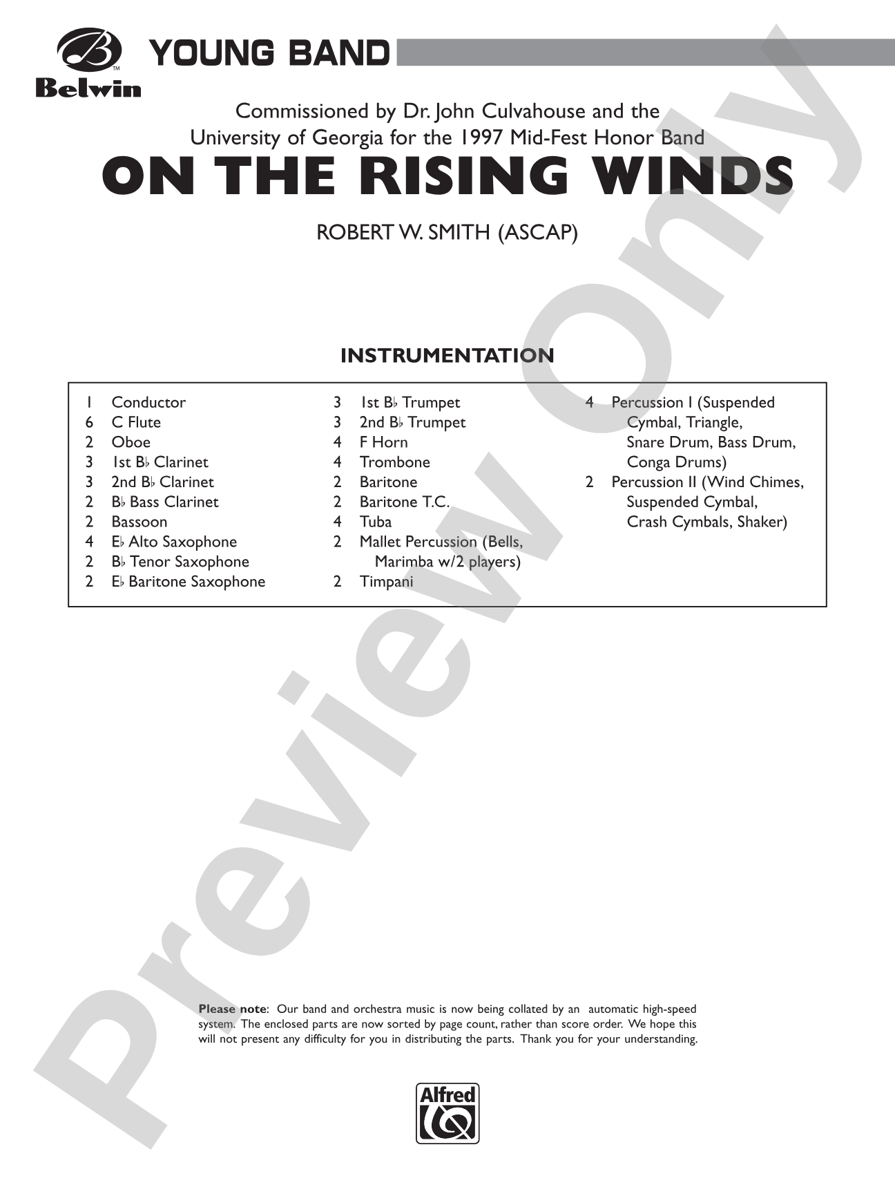 On the Rising Winds: Concert Band Conductor Score & Parts
