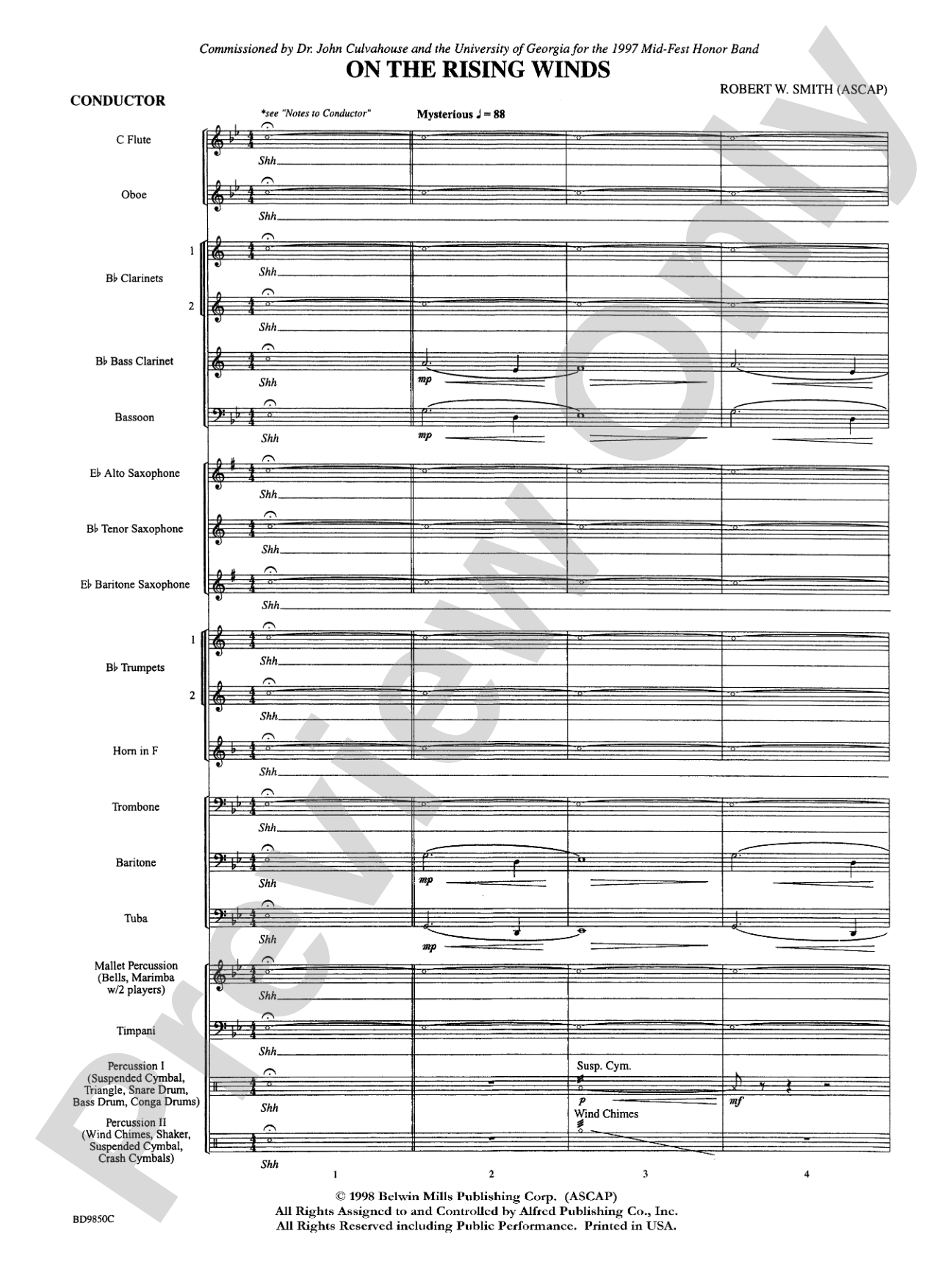On the Rising Winds: Concert Band Conductor Score & Parts