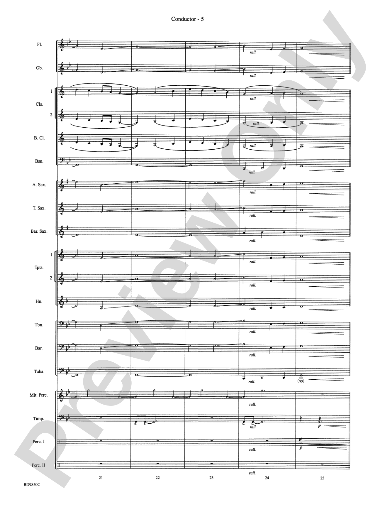 On the Rising Winds: Concert Band Conductor Score & Parts
