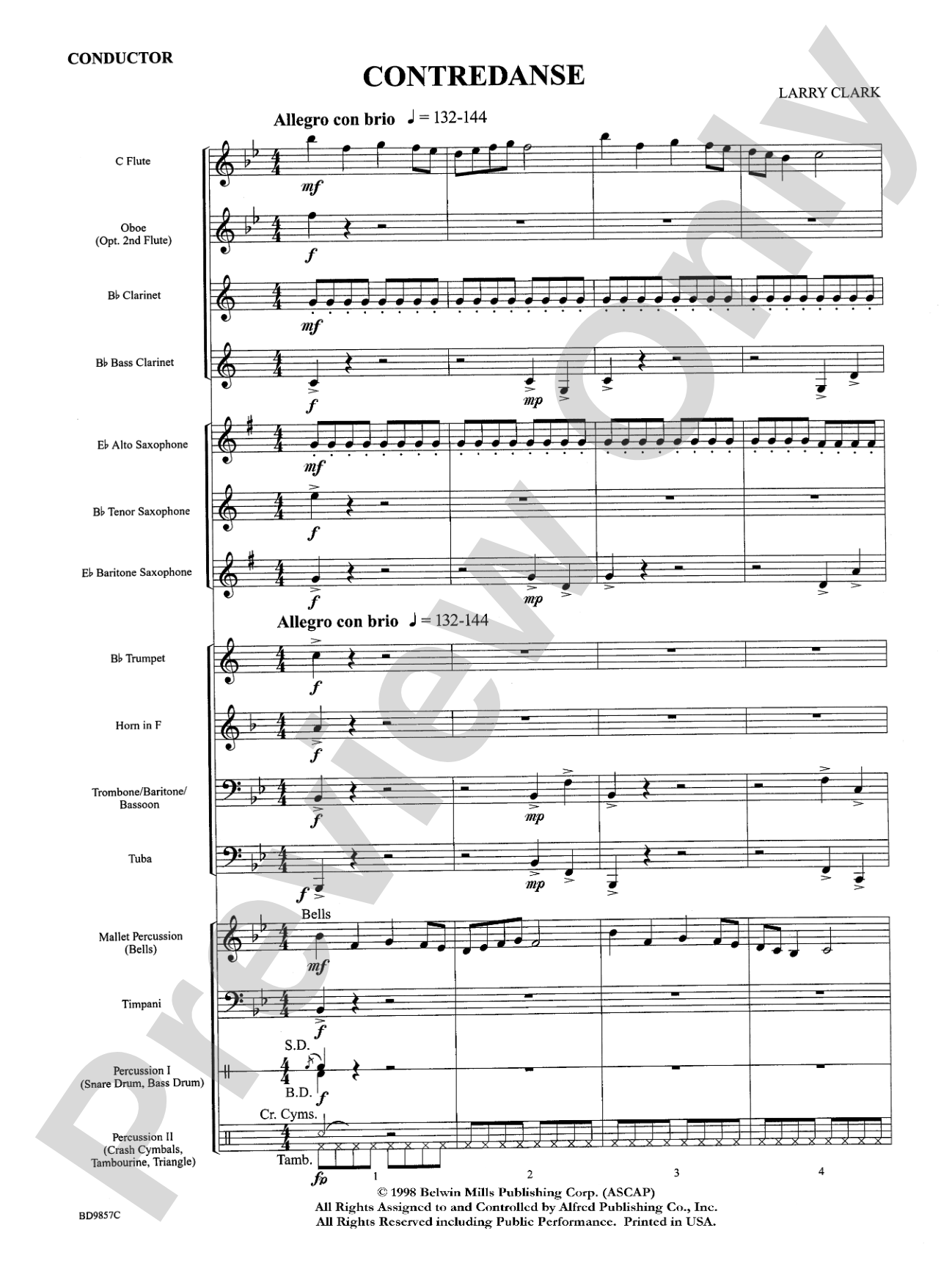 Contredanse: Concert Band Conductor Score & Parts