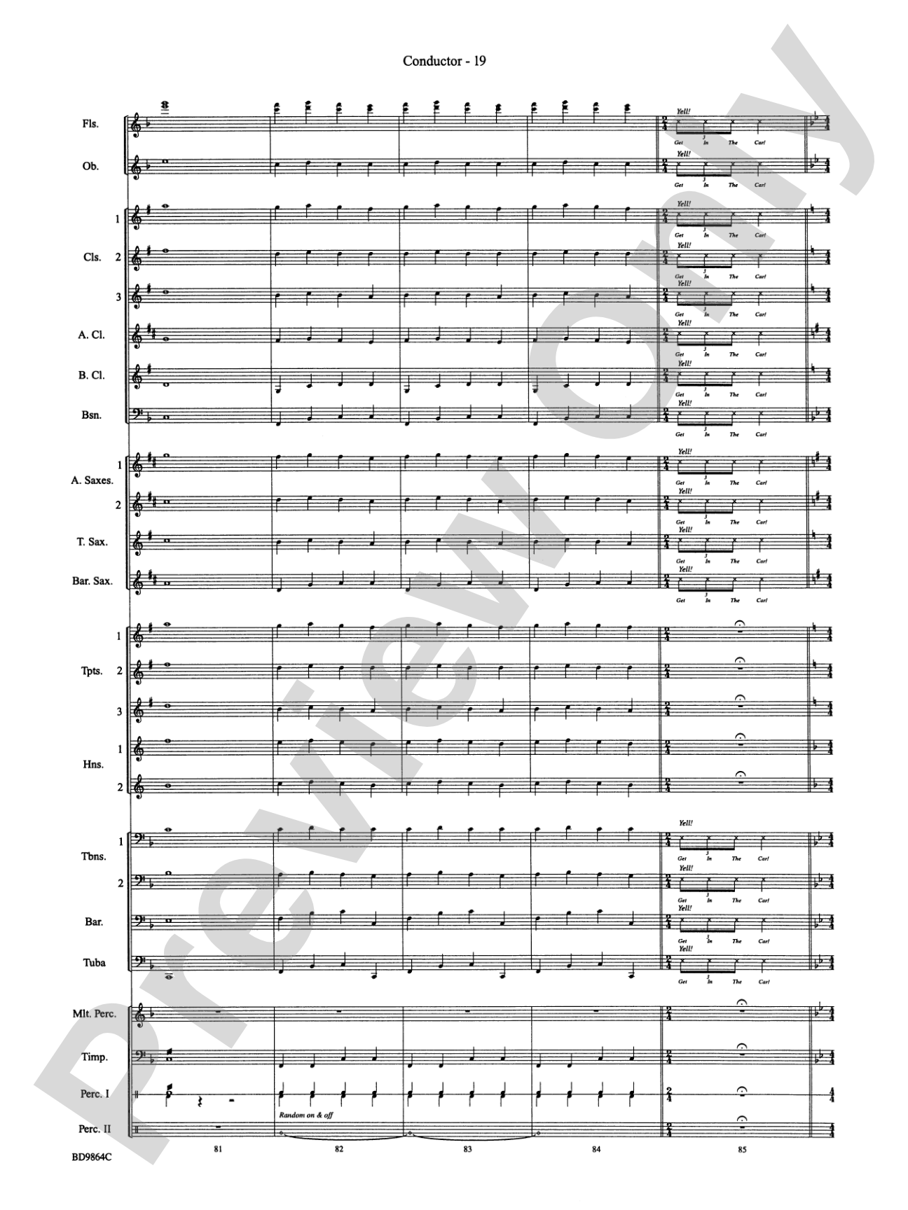 Morning Madness (a novelty featuring the Percussion Section): Concert Band Conductor Score & Parts