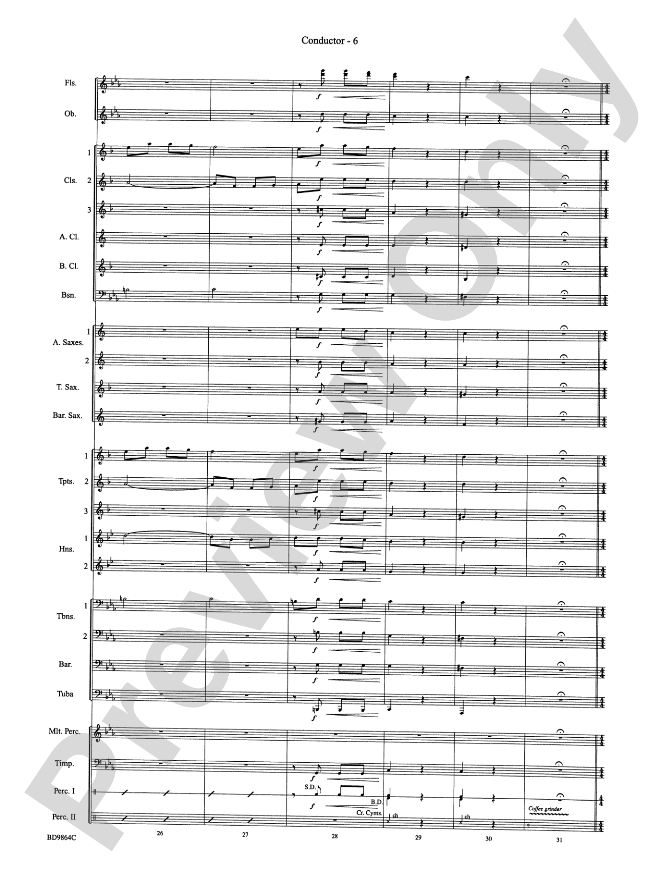 Morning Madness (a novelty featuring the Percussion Section): Concert Band Conductor Score & Parts