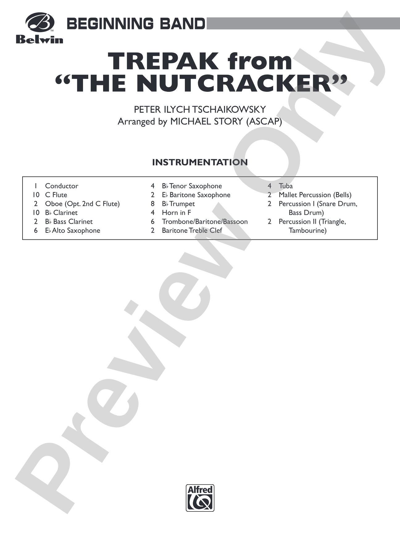 Trepak from The Nutcracker: Concert Band Conductor Score & Parts