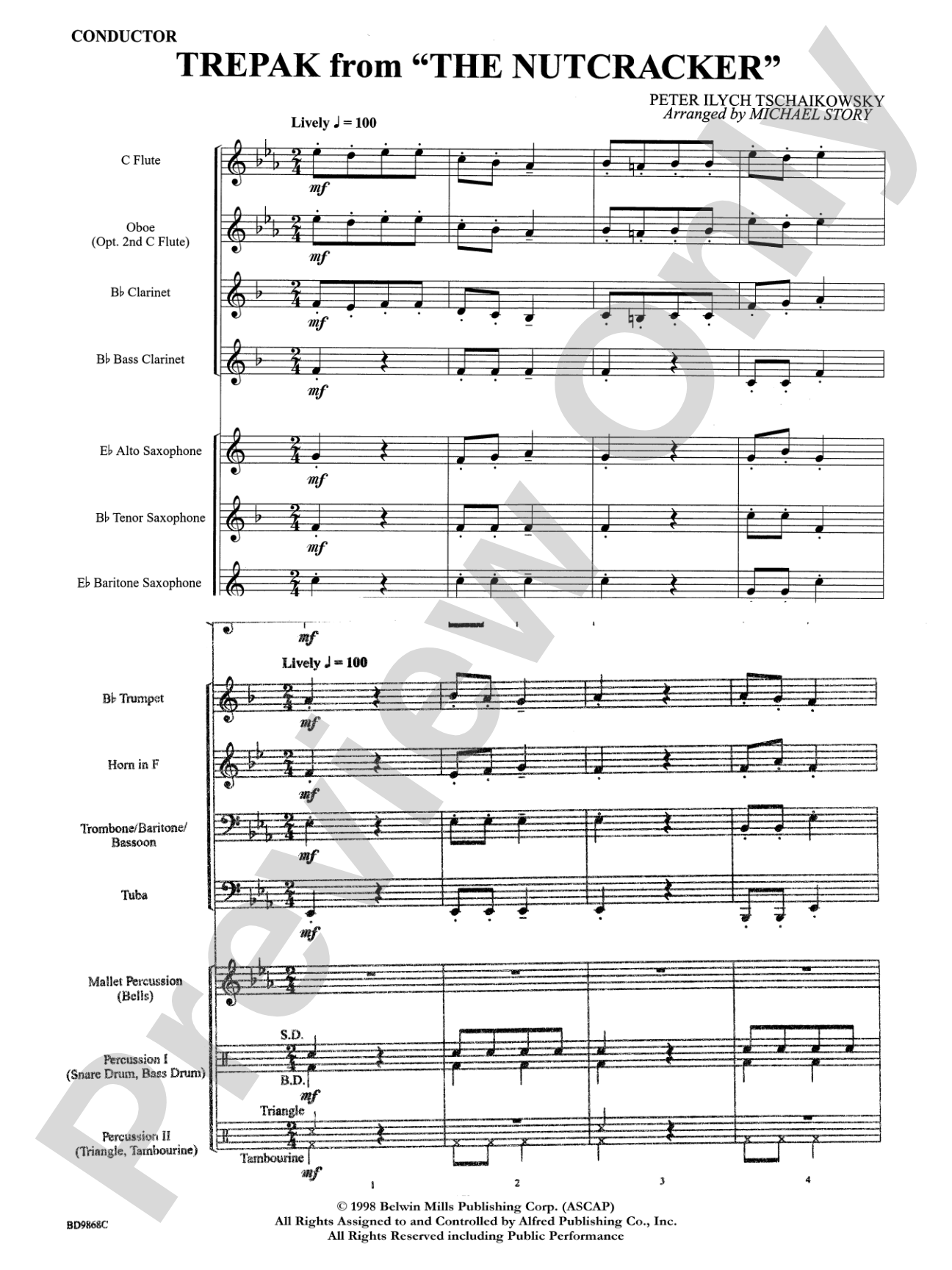 Trepak from The Nutcracker: Concert Band Conductor Score & Parts