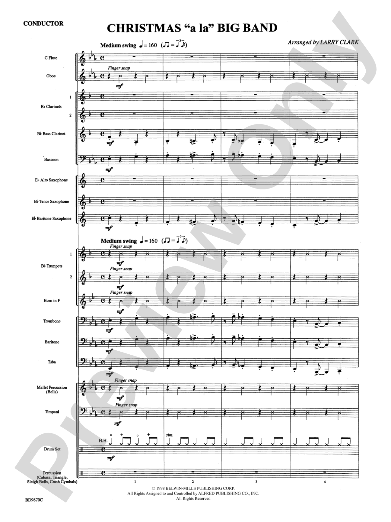 Christmas a la Big Band: Concert Band Conductor Score & Parts