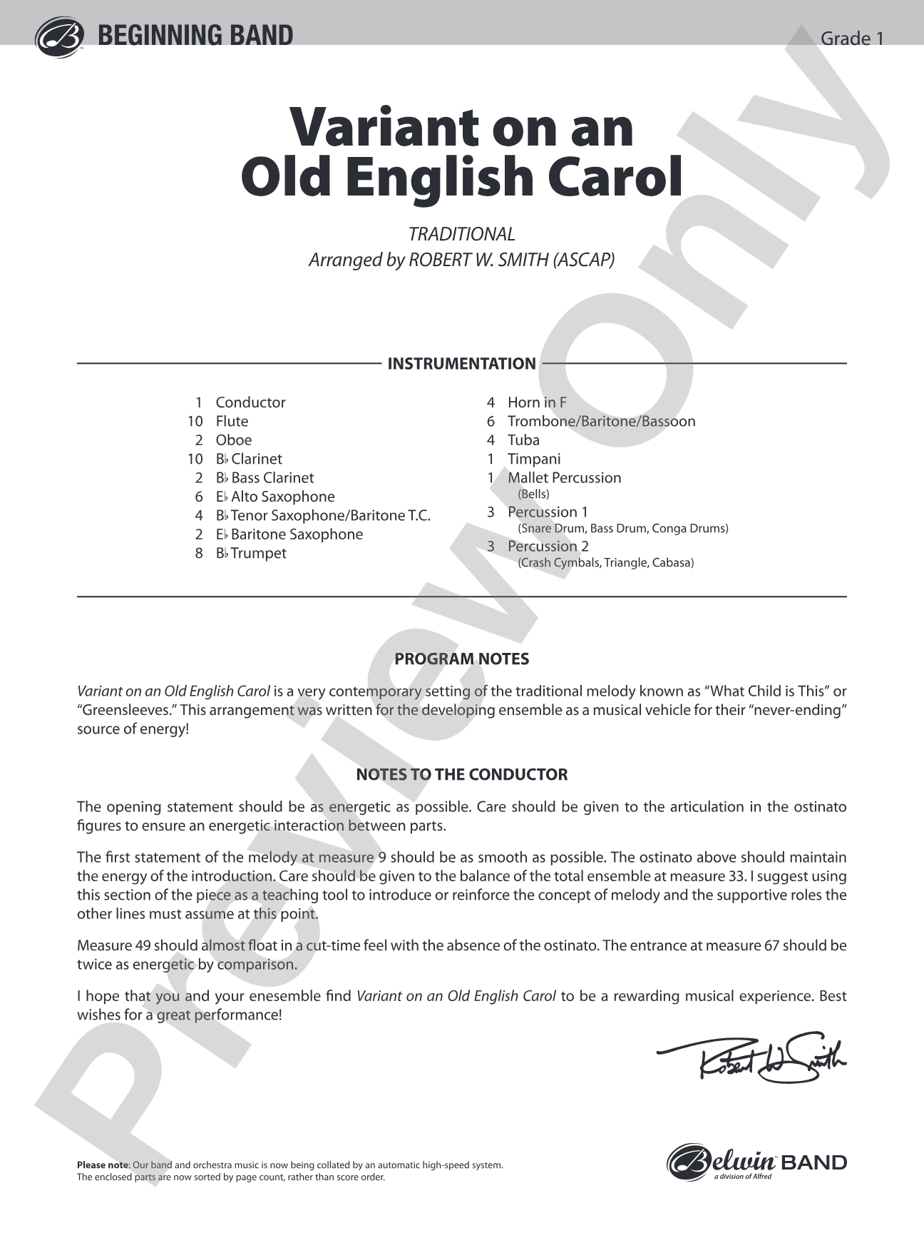 Variant on an Old English Carol: Score