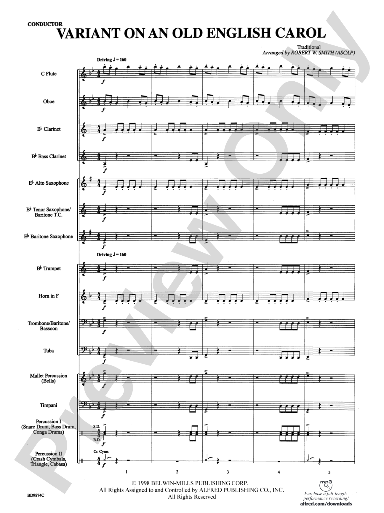 Variant on an Old English Carol: Score