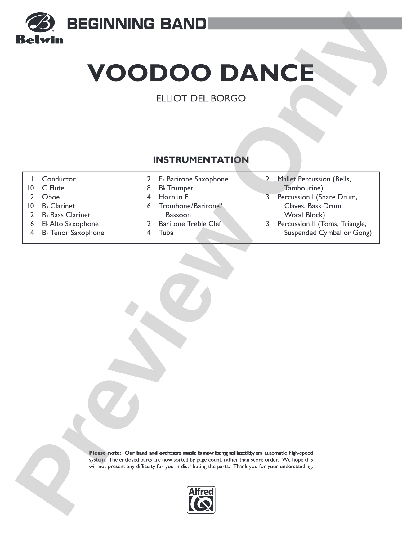 Voodoo Dance: Concert Band Conductor Score & Parts