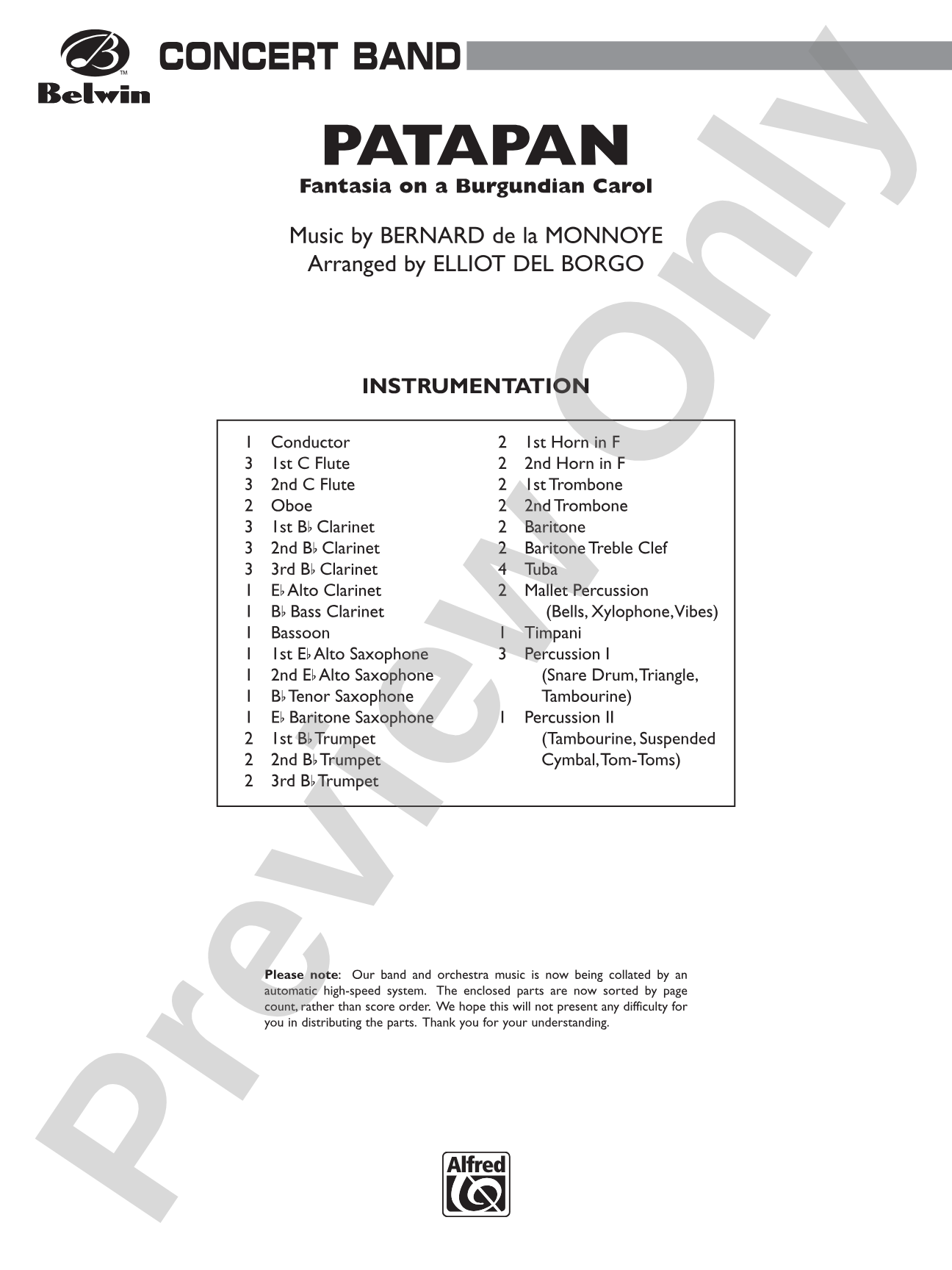 Patapan: Concert Band Conductor Score & Parts